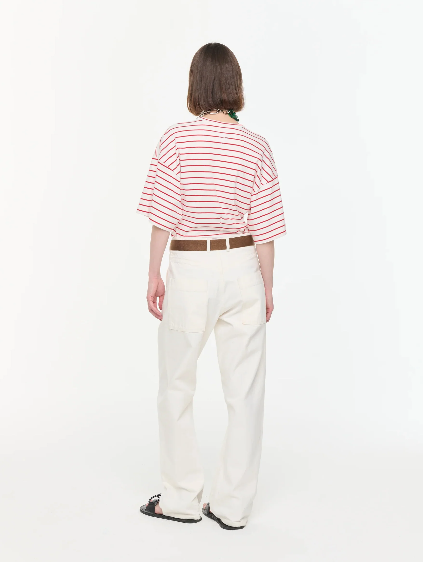 Drill Straight Leg Pant with Belt in Butter - Image 5