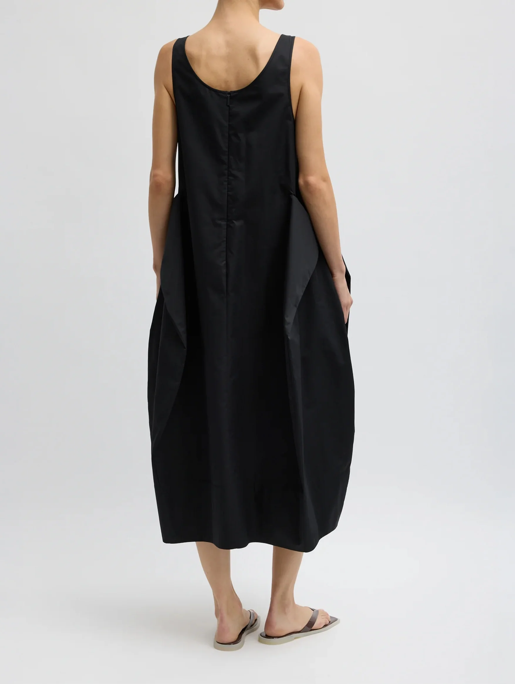Eco Poplin Tank Dress in Black - Image 3