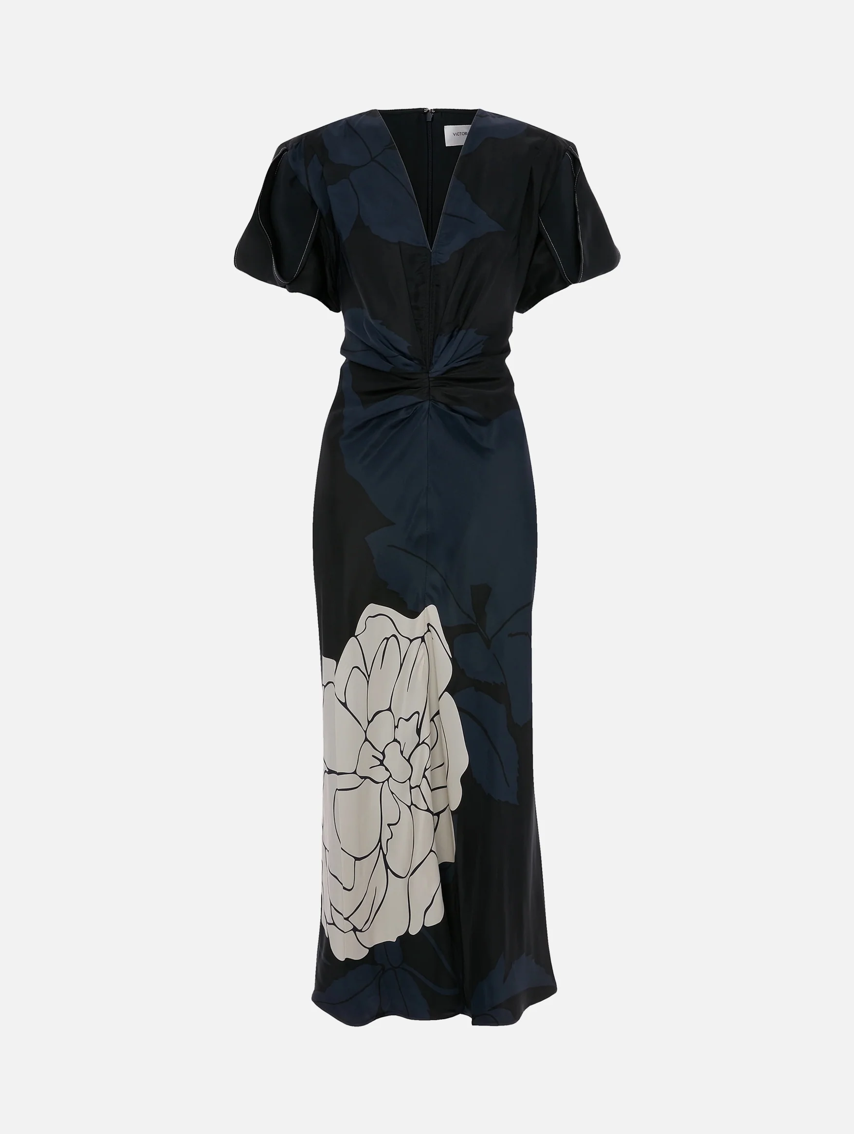 Eve Midi Dress in Dark Navy Floral Print