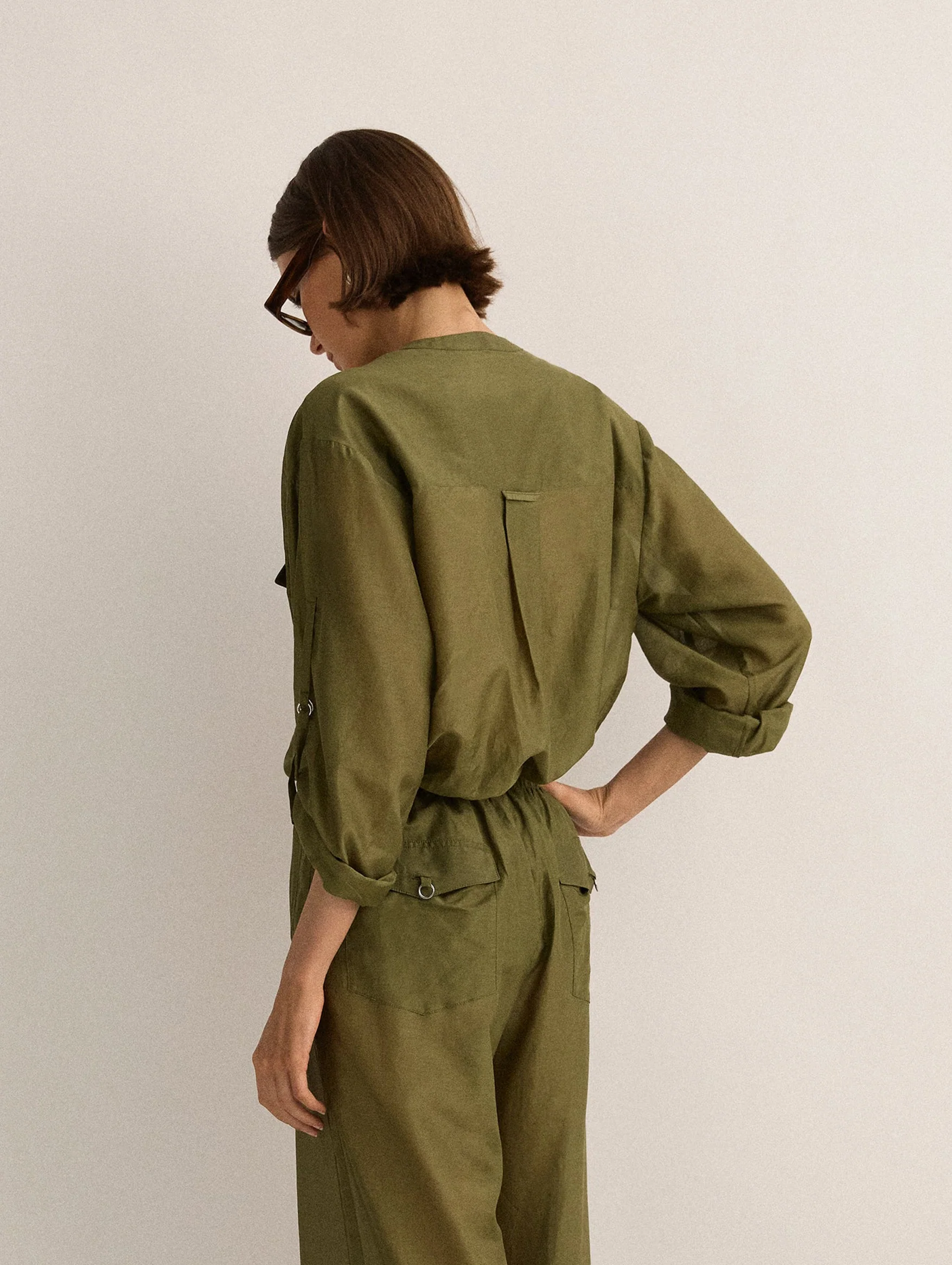 Eyelet Kaftan in Safari Green - Image 4