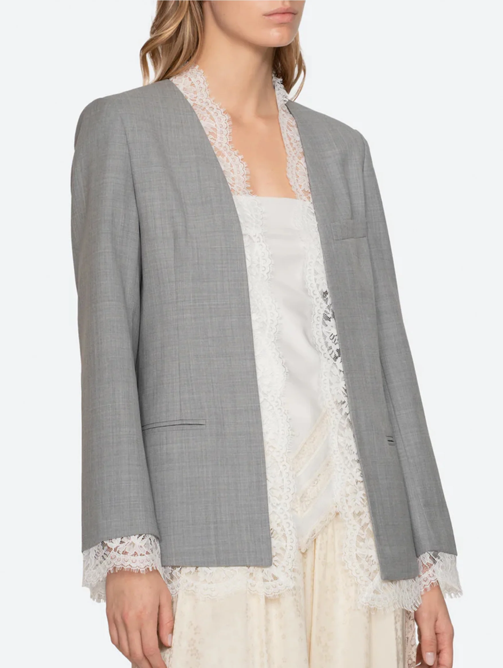 Fiora Tropical Wool Jacket in Grey - Image 3
