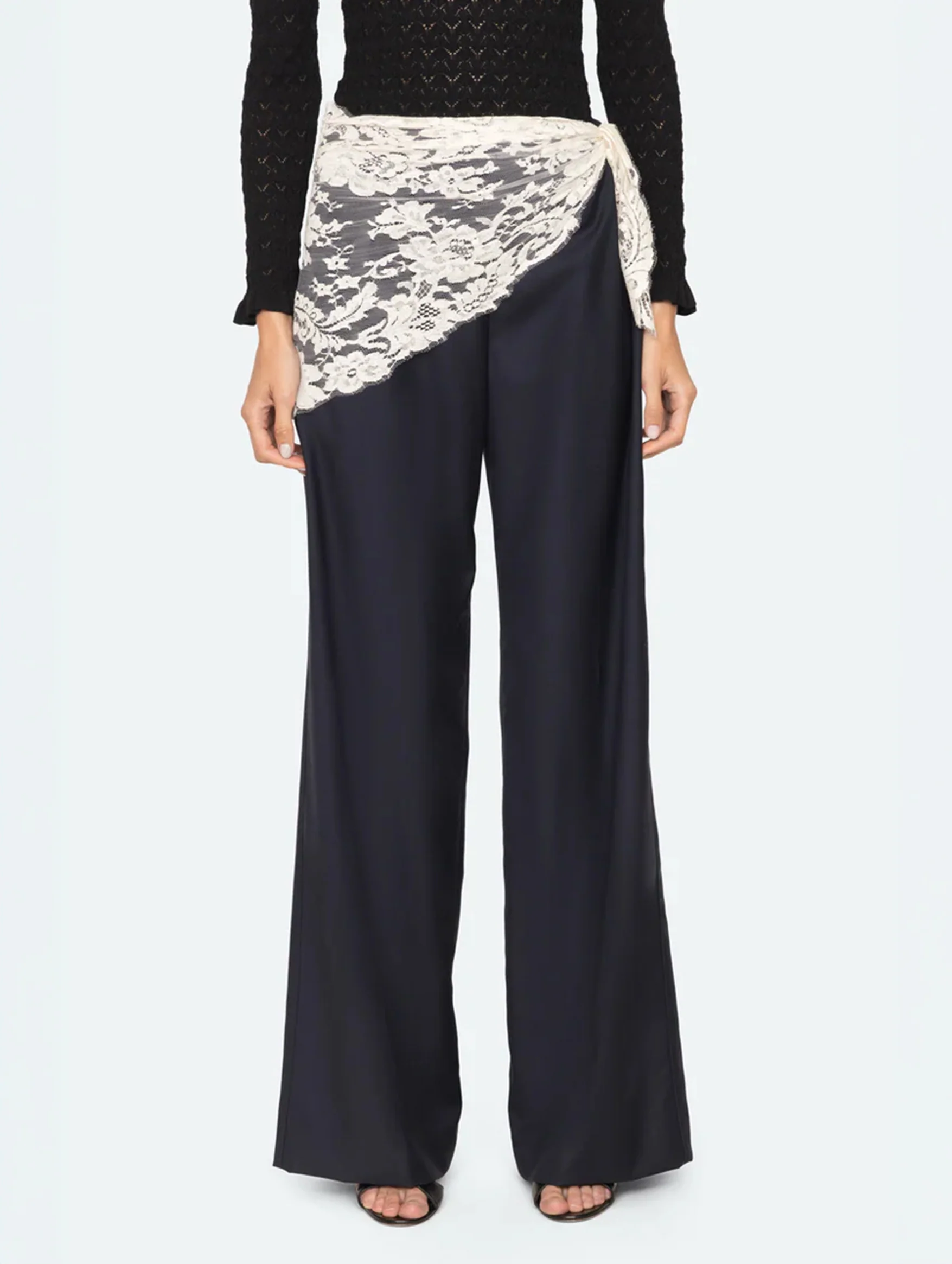 Fiora Tropical Wool Pants in Navy - Image 2