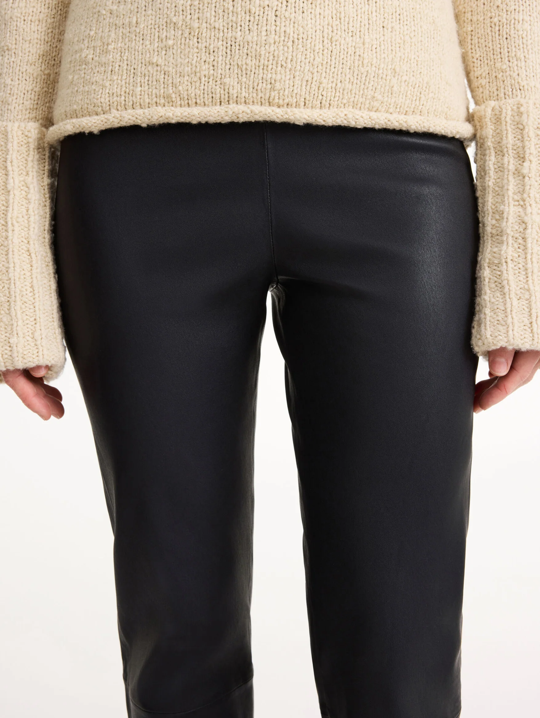 Florentina Leather Trousers in Black - Image 4