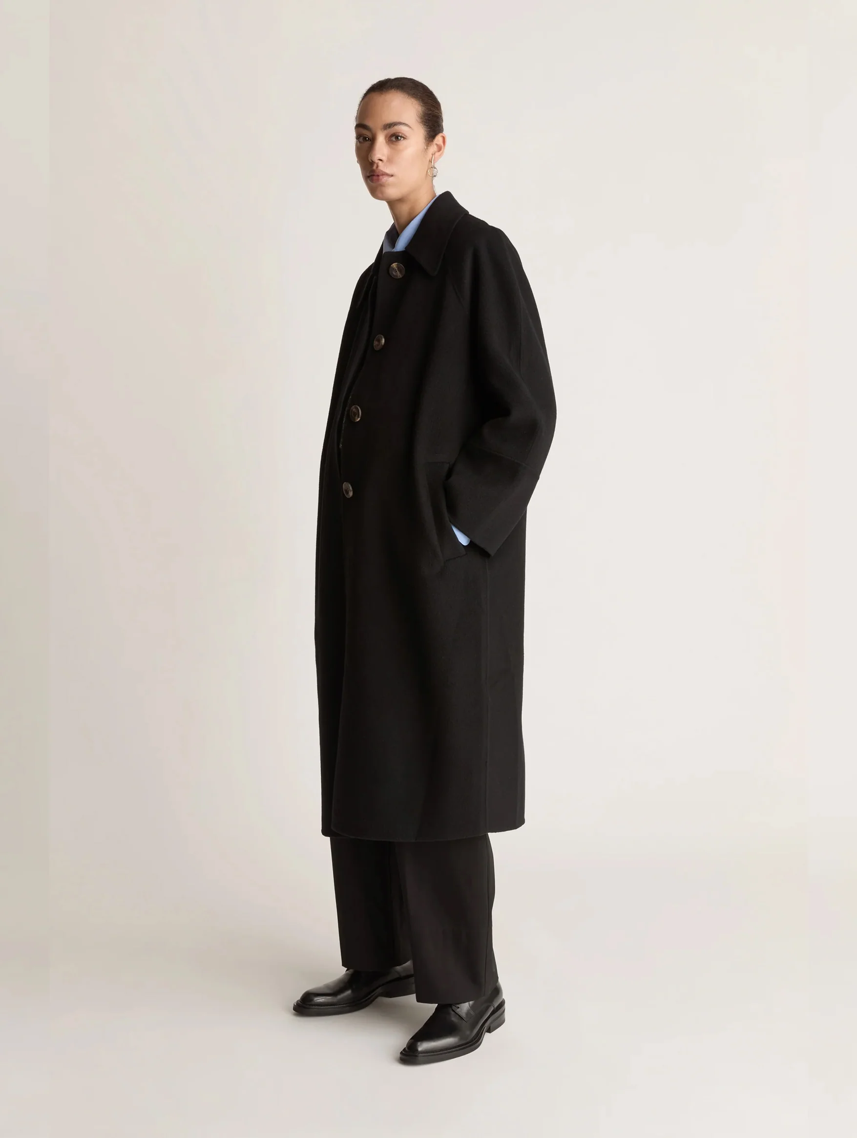 Florentine Cashmere Car Coat in Black - Image 3