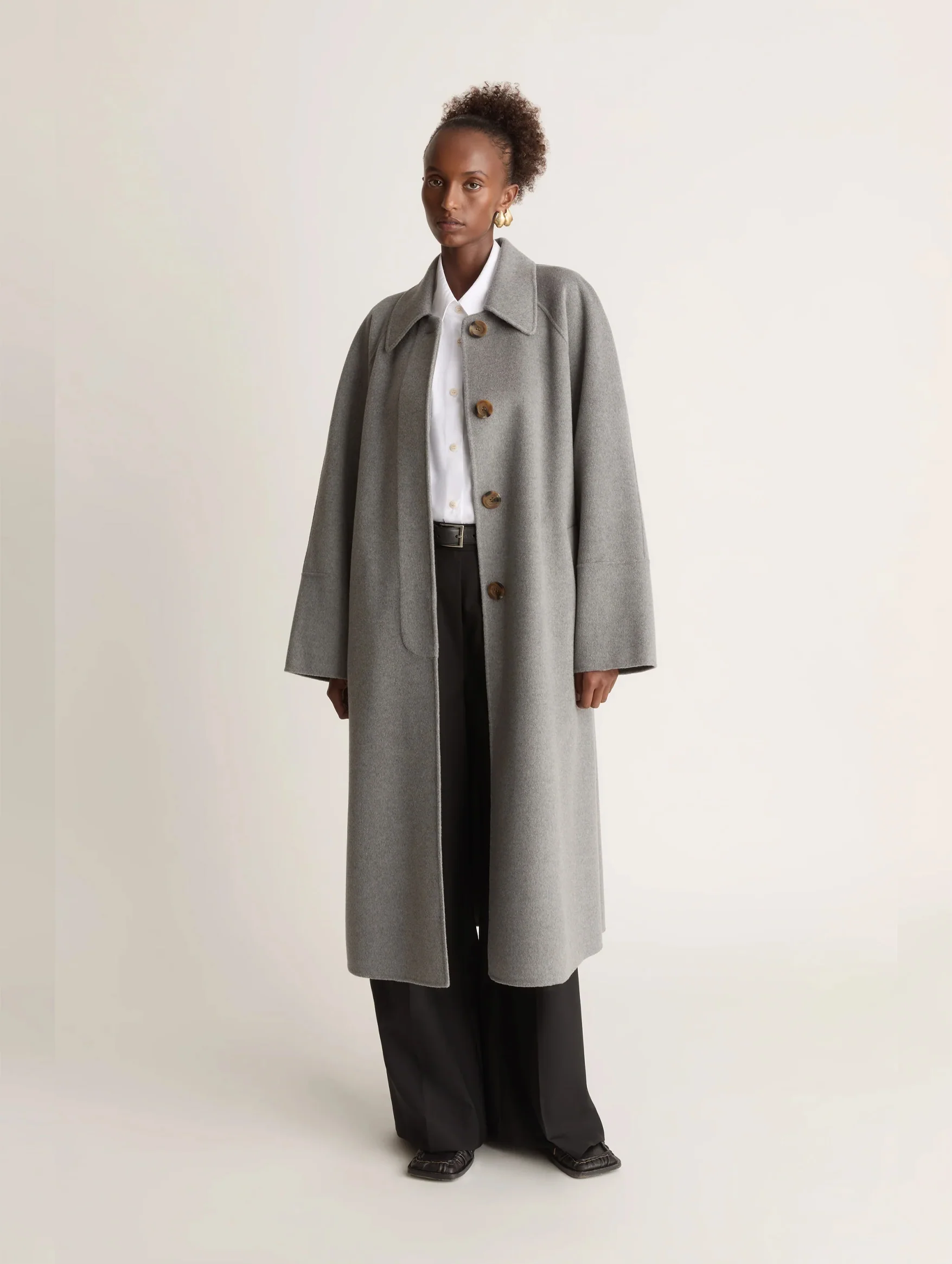 Florentine Cashmere Car Coat in Grey Marle - Image 3