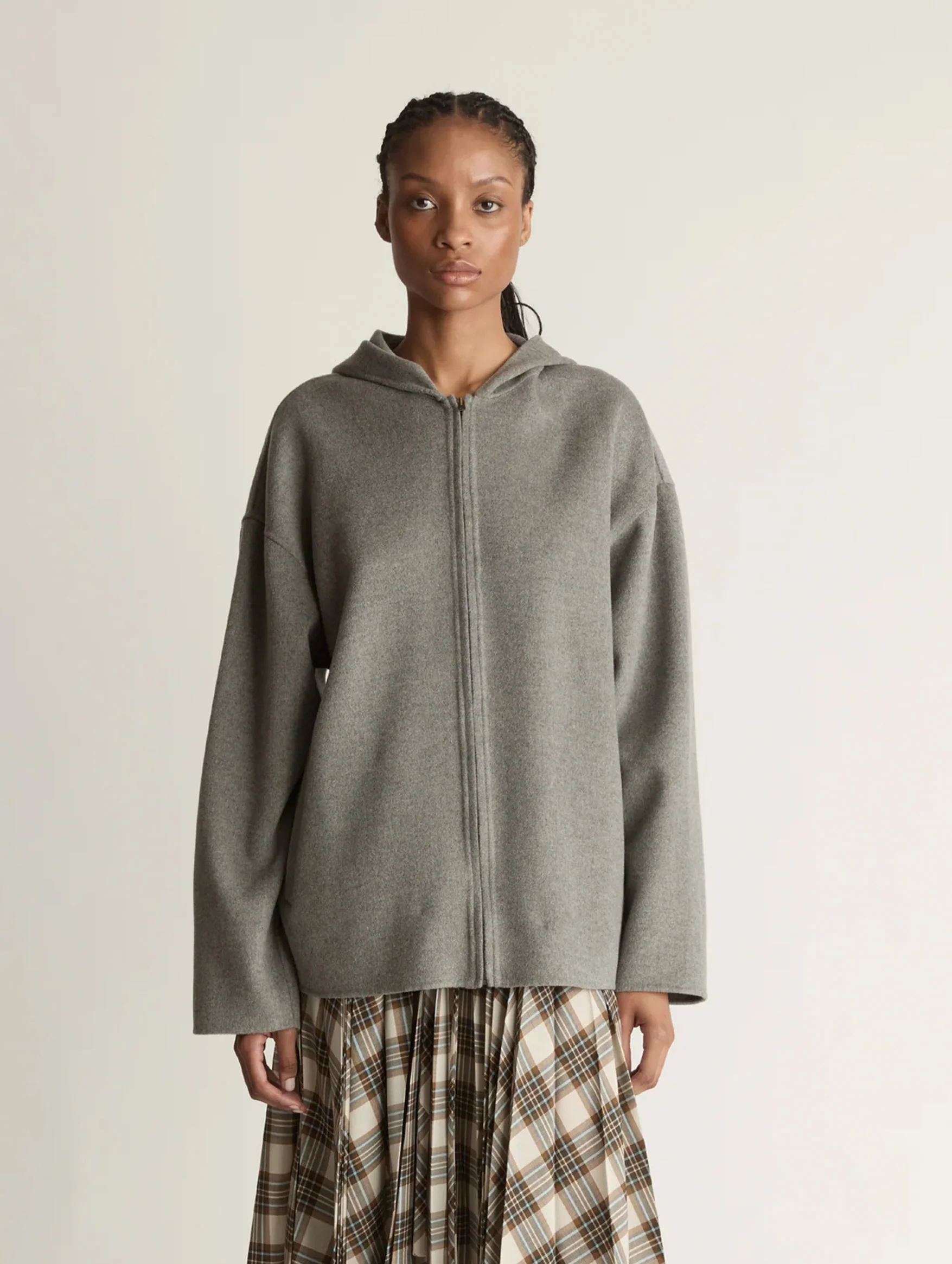Florentine Cashmere Hooded Jacket in Grey Marle