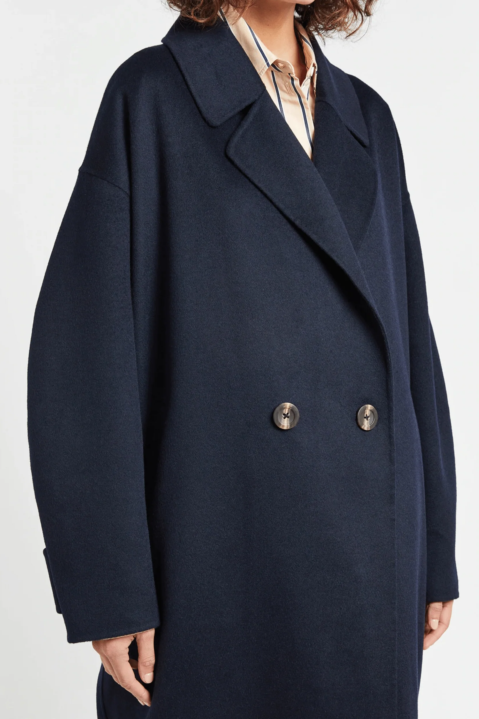 Florentine Cocoon Coat in Navy - Image 4
