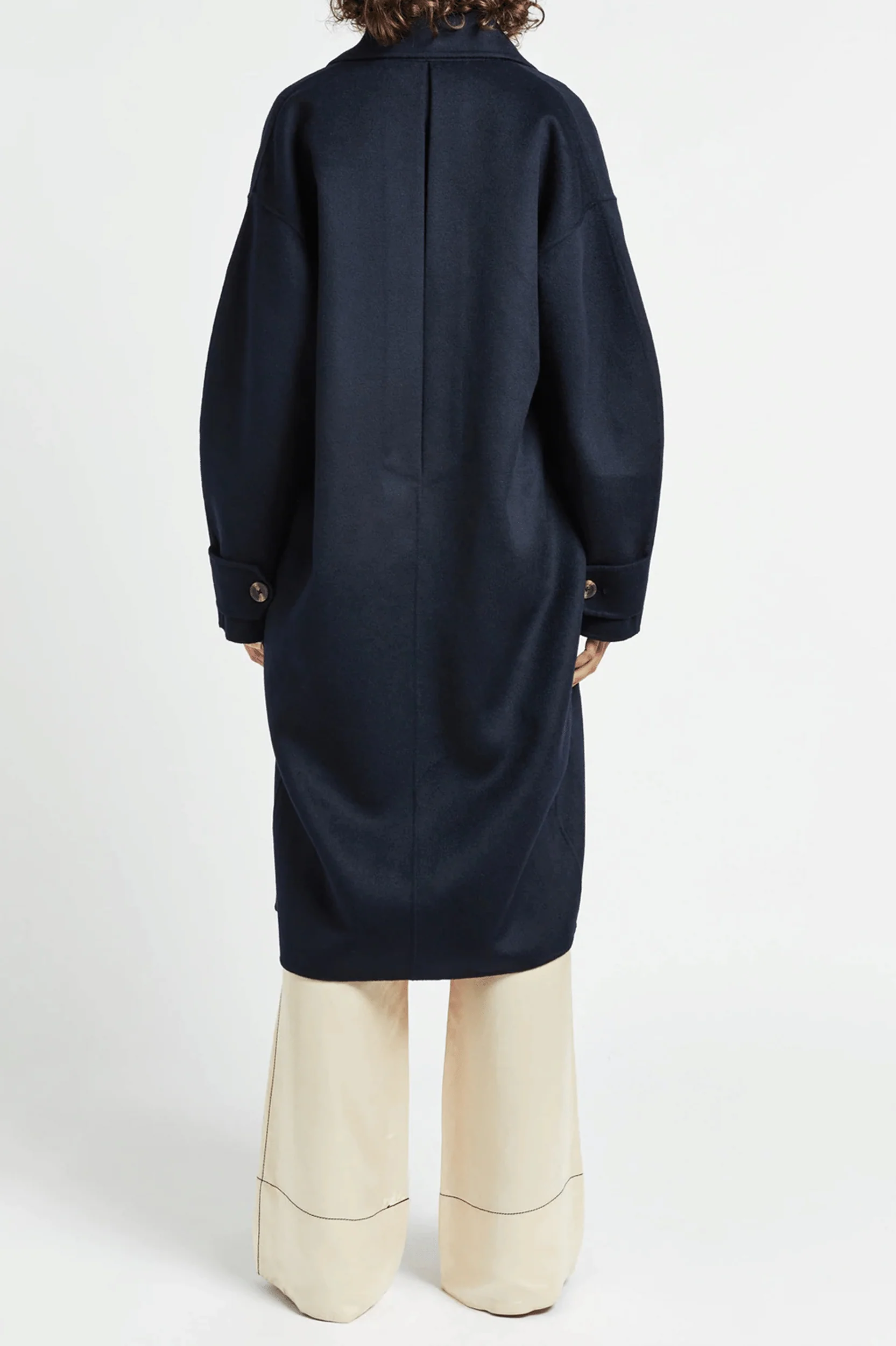 Florentine Cocoon Coat in Navy - Image 6