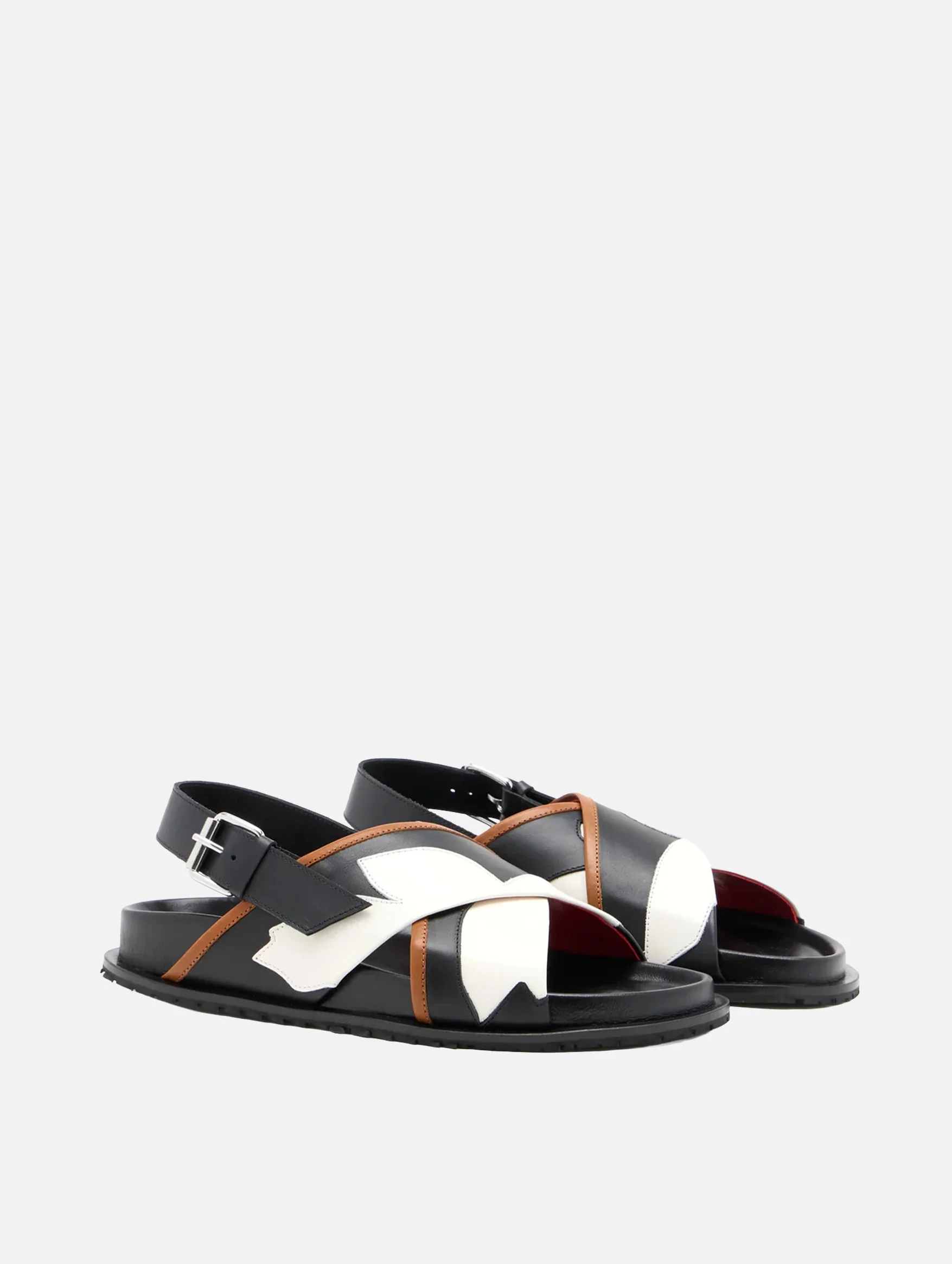 Flower Intarsia Fussbet Sandal in Black - Image 2