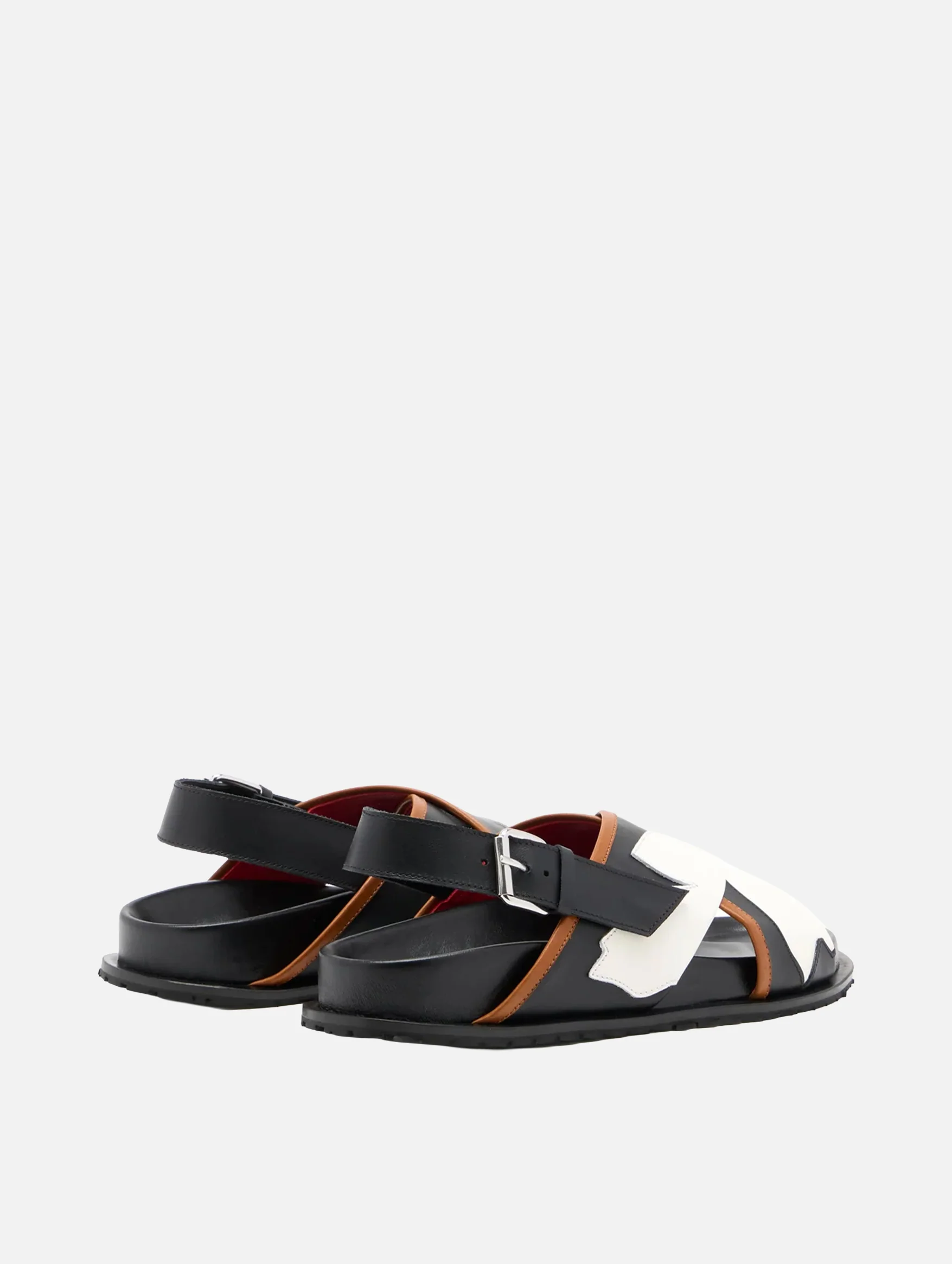 Flower Intarsia Fussbet Sandal in Black - Image 3