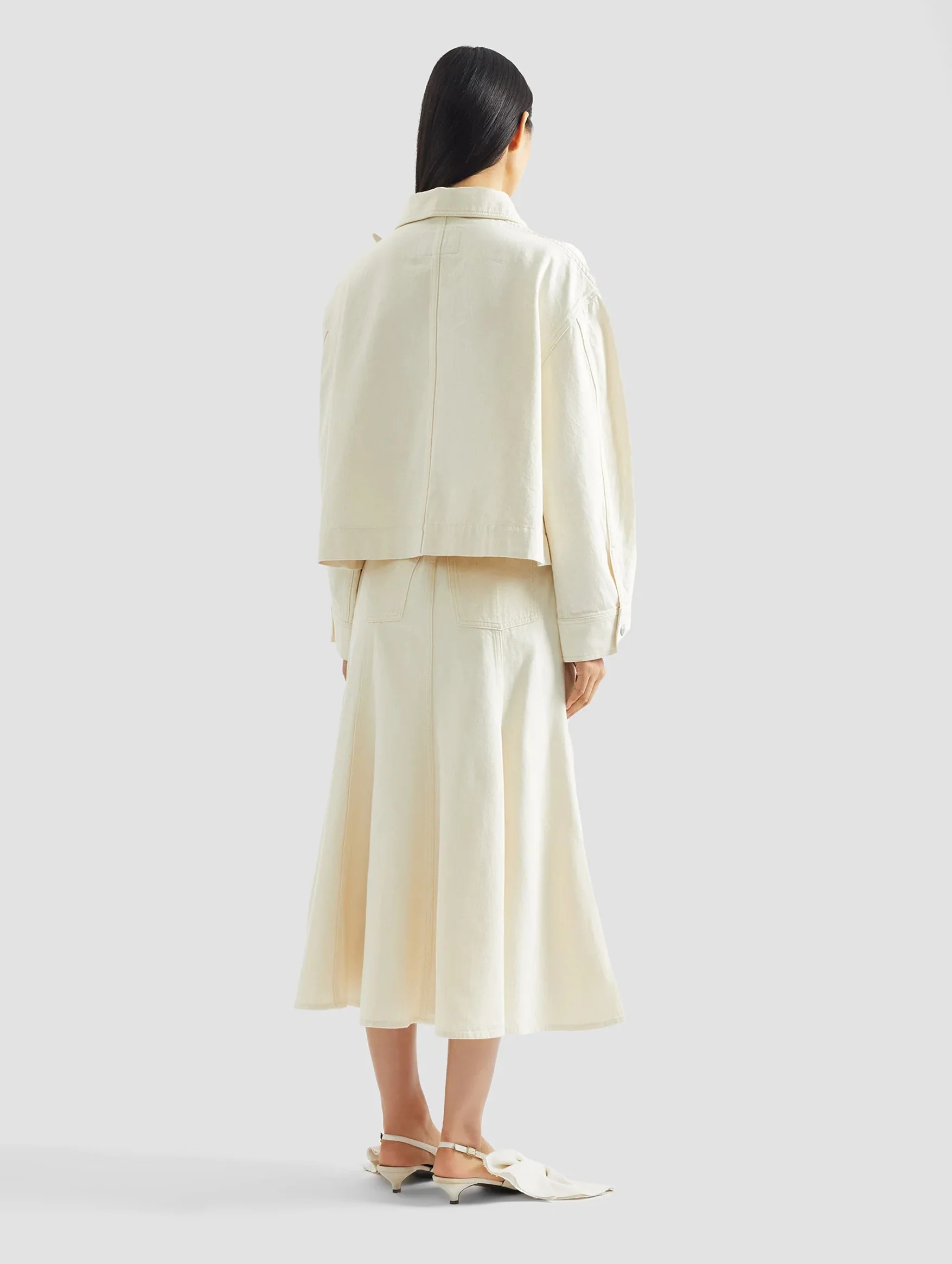 Fluted Midi Skirt in Ecru - Image 5