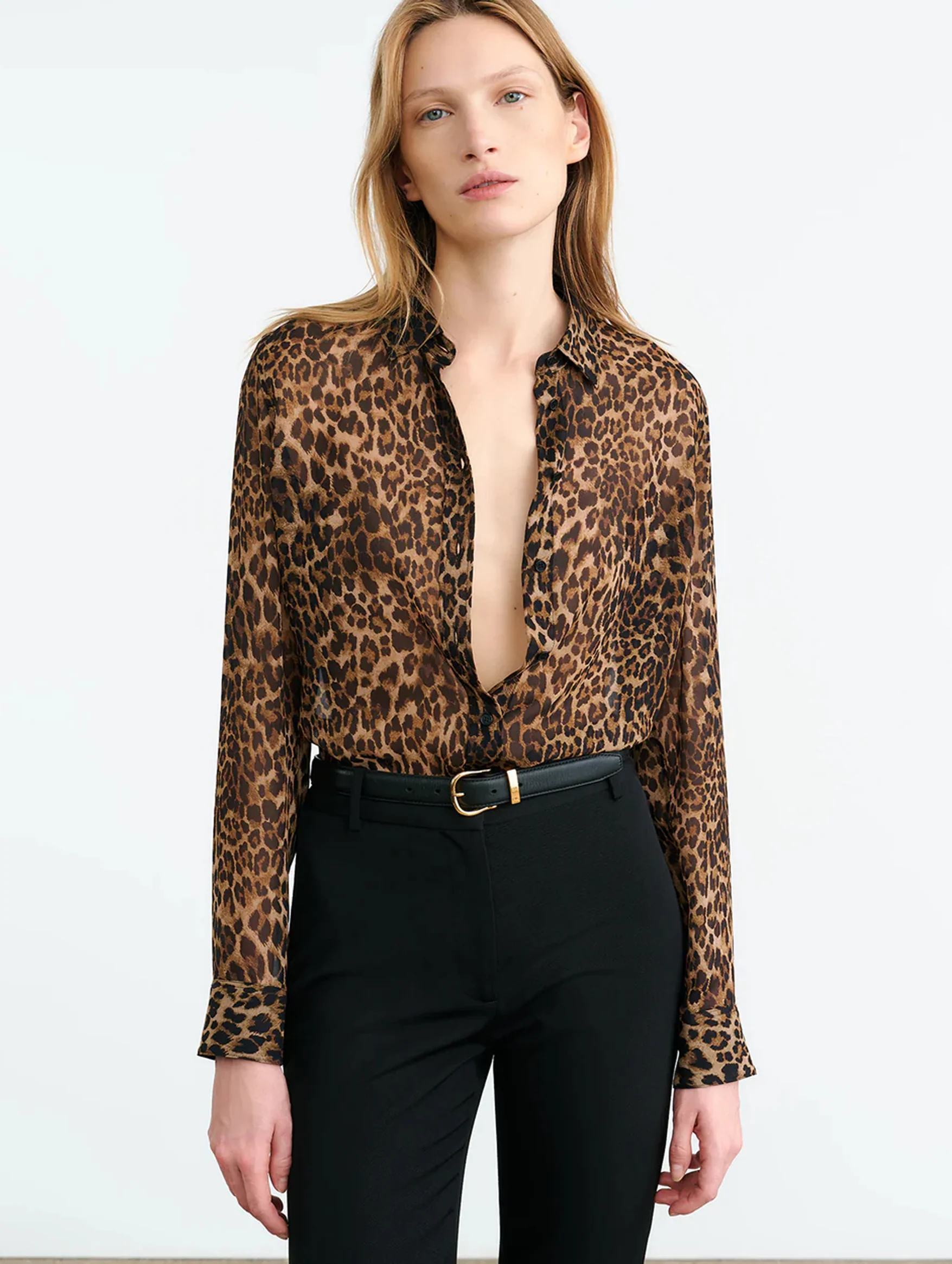 Gaia Slim Shirt in Vintage Leopard - Image 2