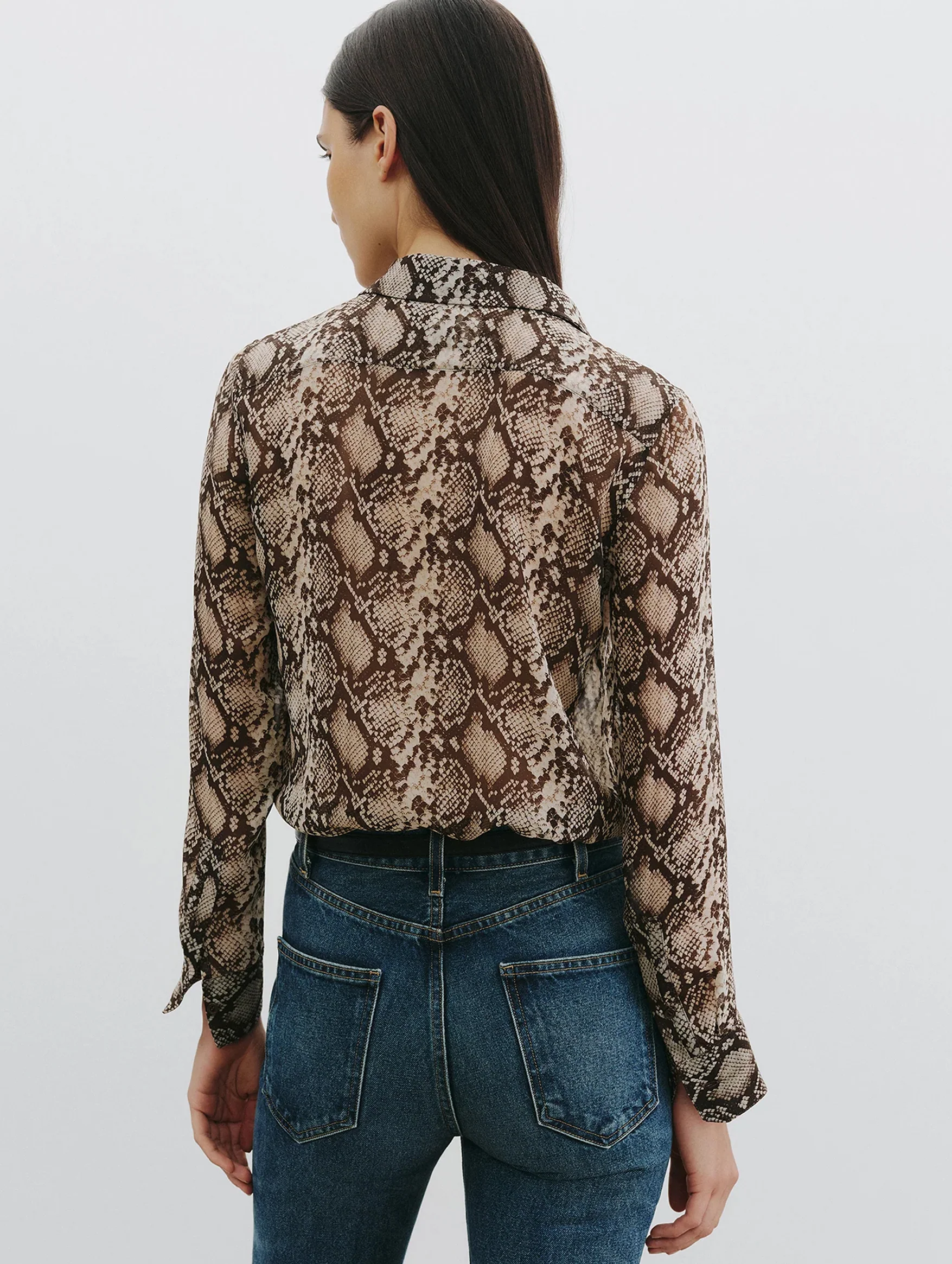 Gaia Slim Shirt in Brown Snake Print - Image 5