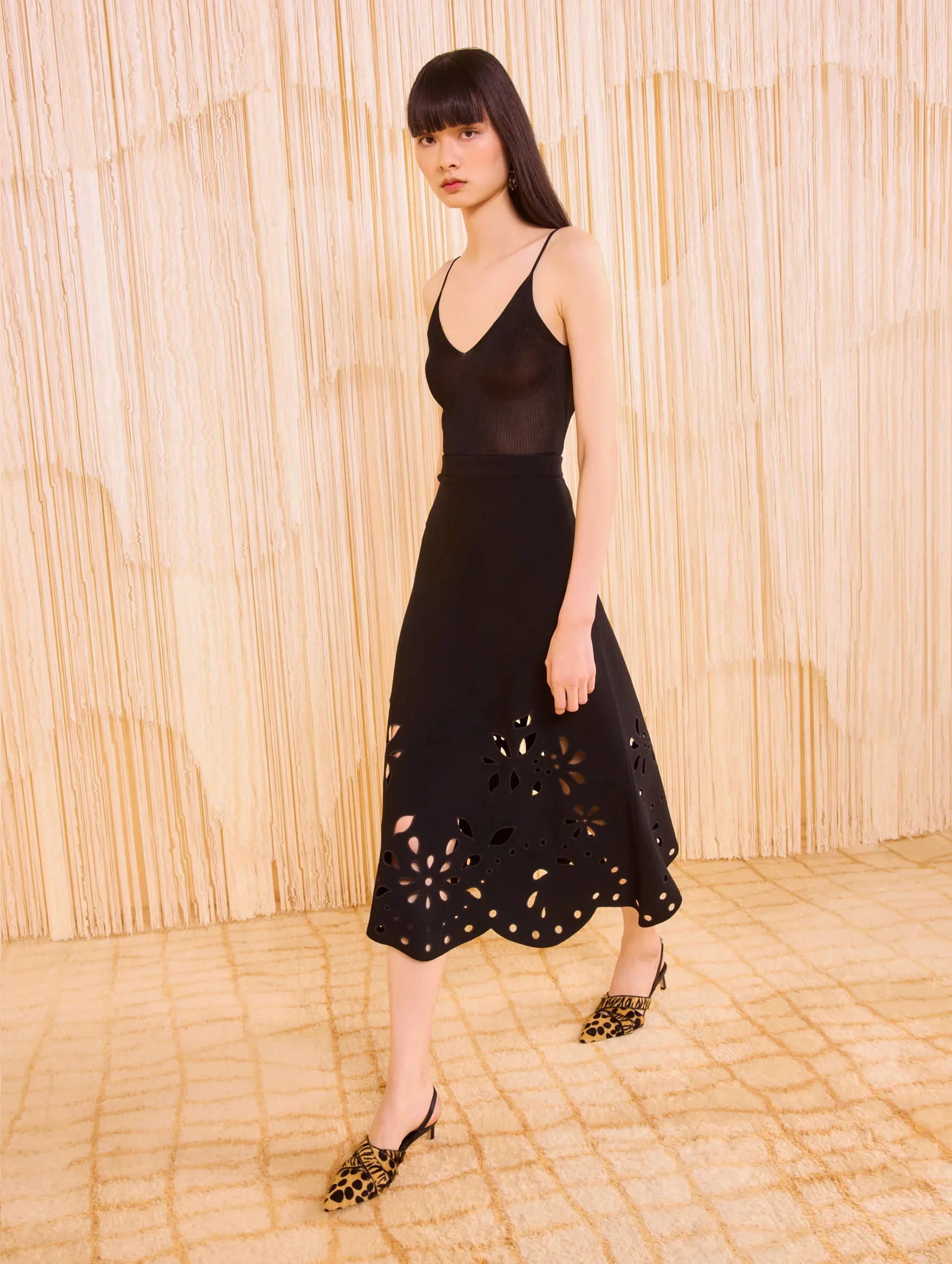 Grace Knit Midi Skirt in Noir - Image 4