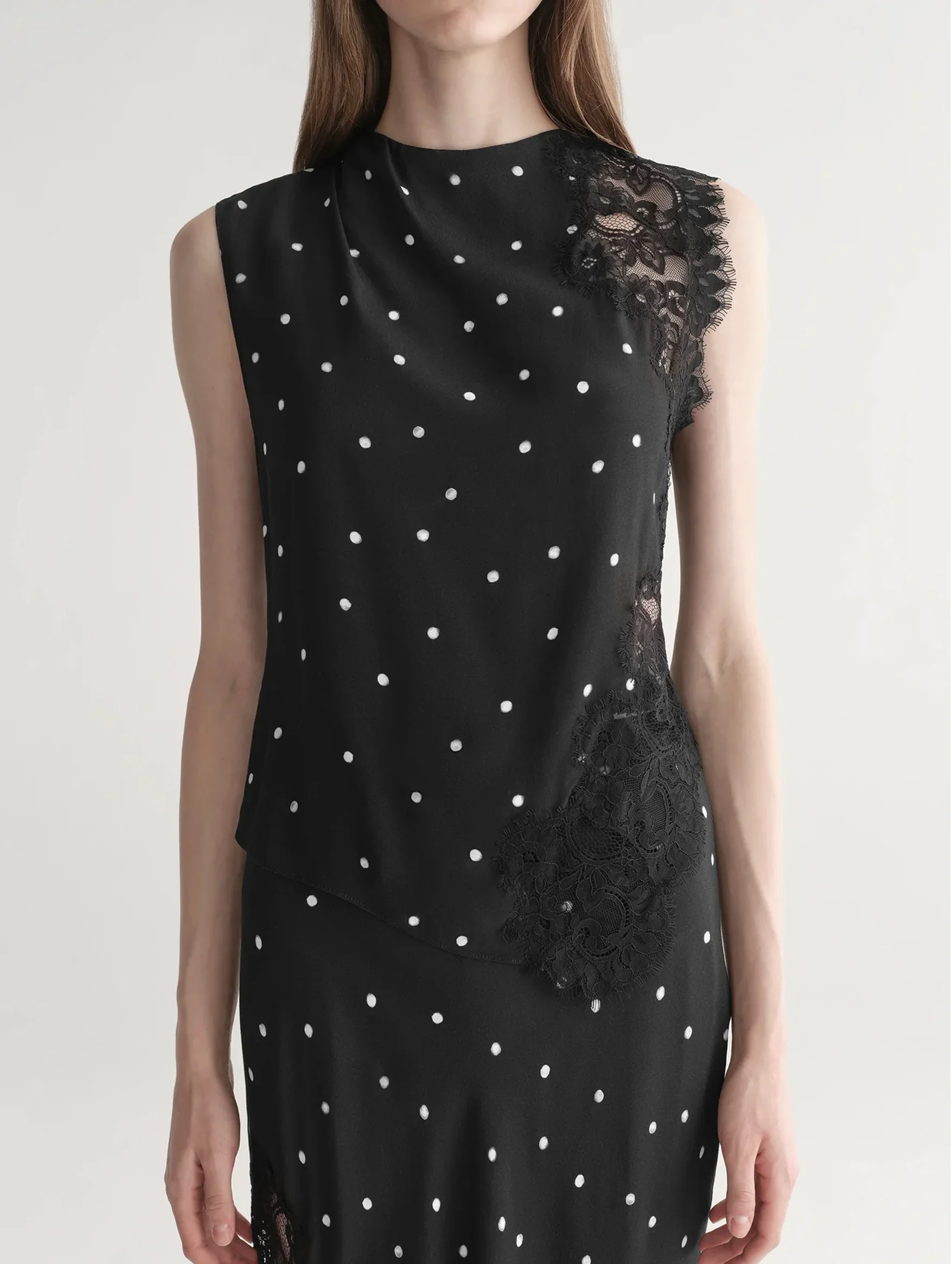 Gracie Polka Dot Top in Black and Cream - Image 3