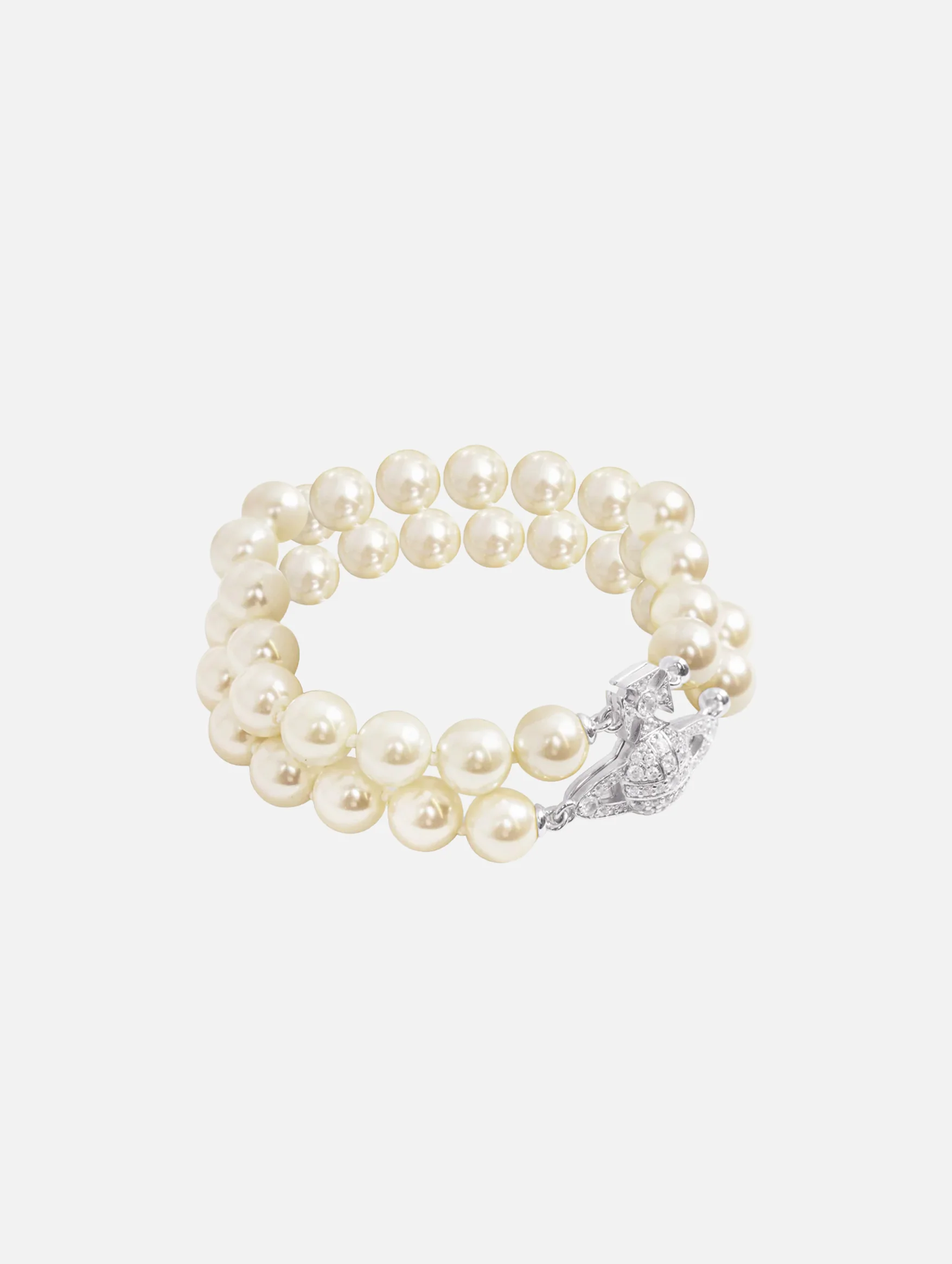 Graziella Two Row Pearl Bracelet in Platinum Cream Rose - Image 2