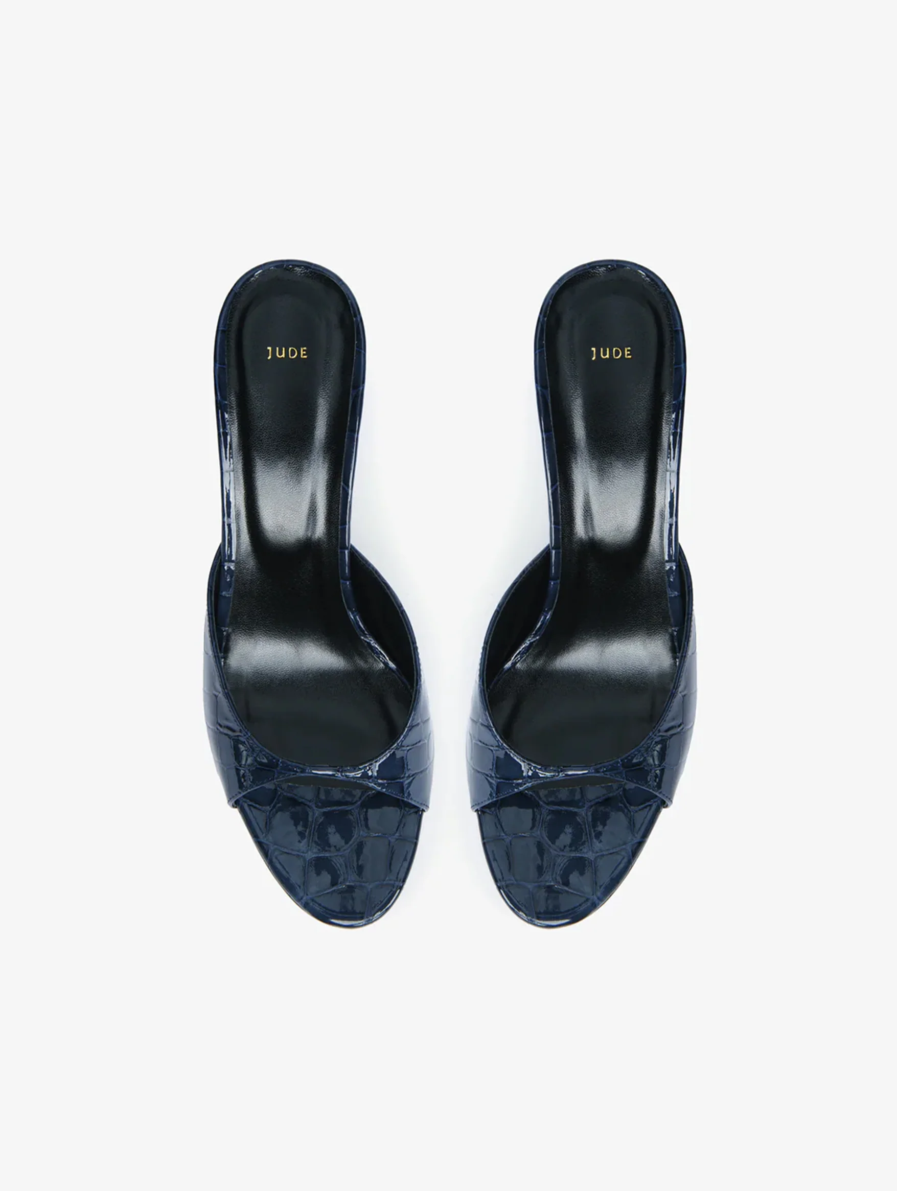 Haze Sandal in Ink Croc Embossed Leather - Image 3
