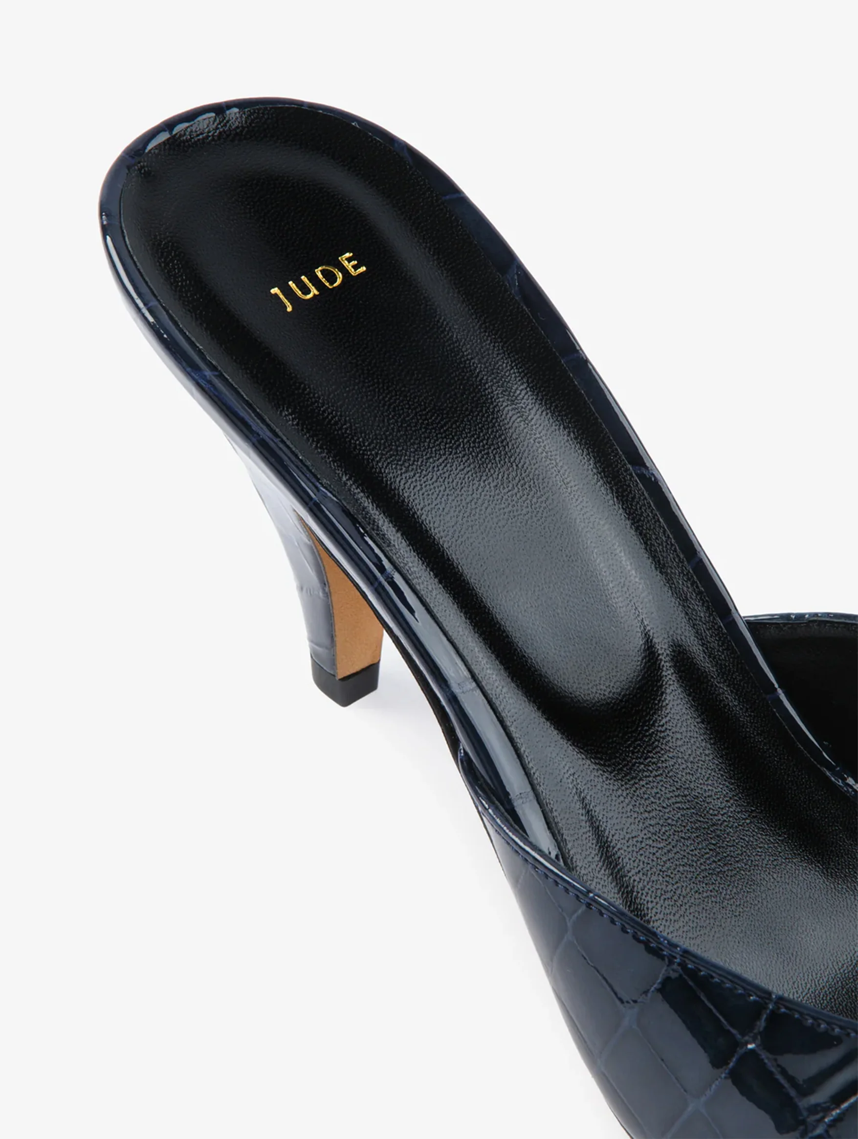 Haze Sandal in Ink Croc Embossed Leather - Image 5