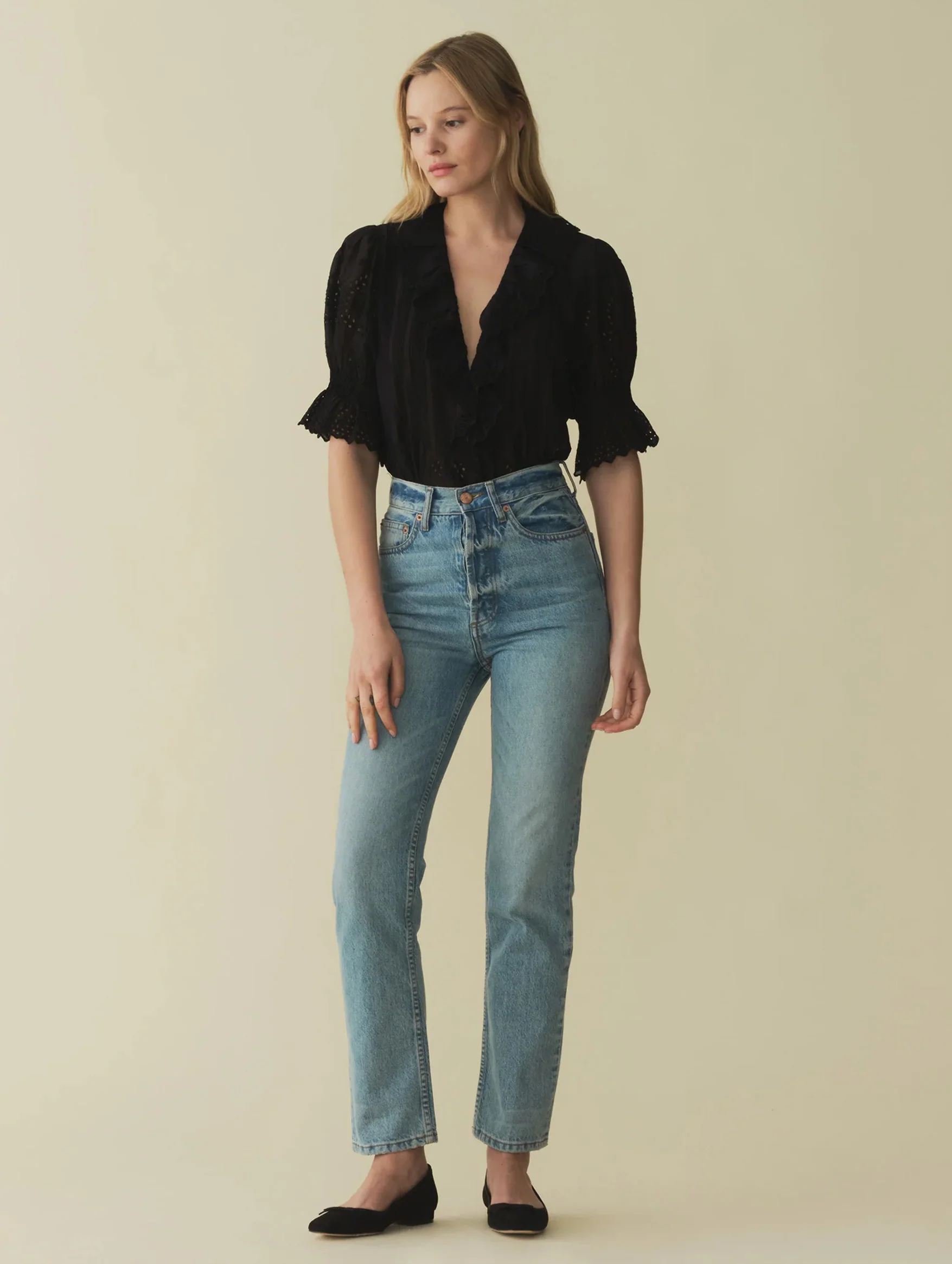 Henri Eyelet Top in Black - Image 4