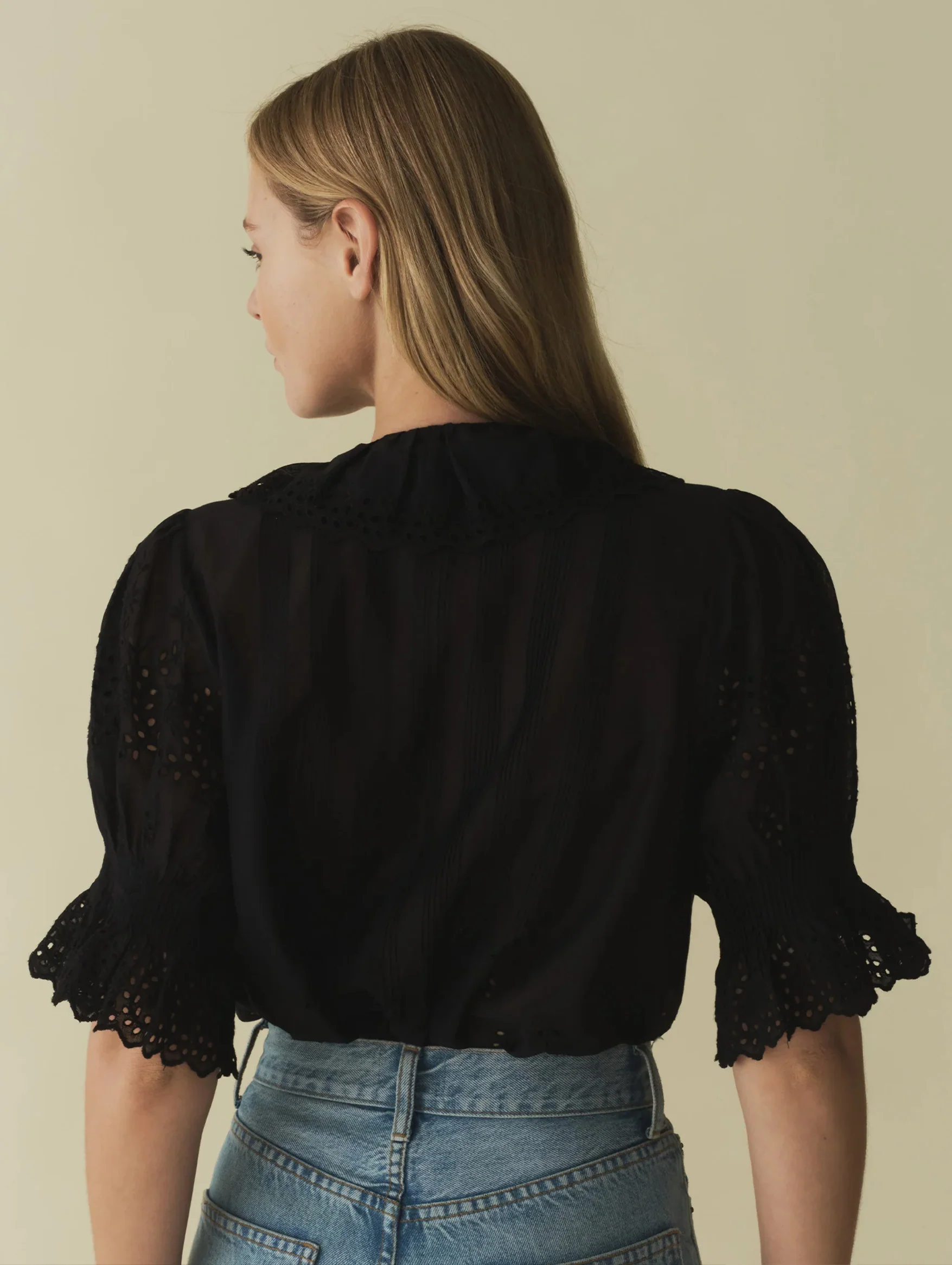 Henri Eyelet Top in Black - Image 5