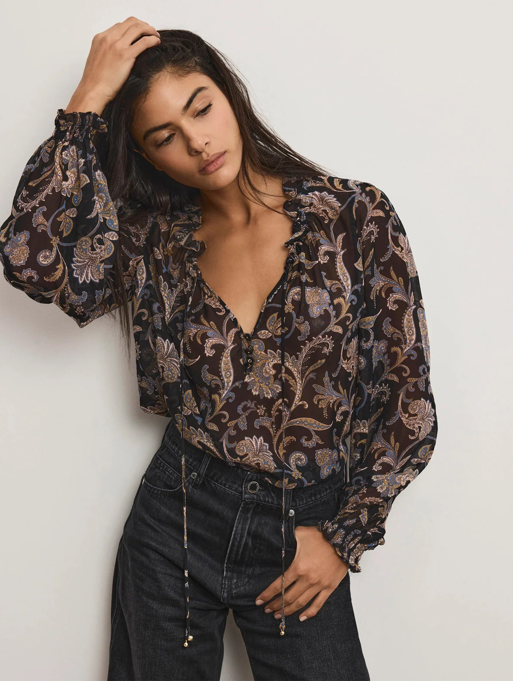 Hickory Blouse in Black Multi - Image 3