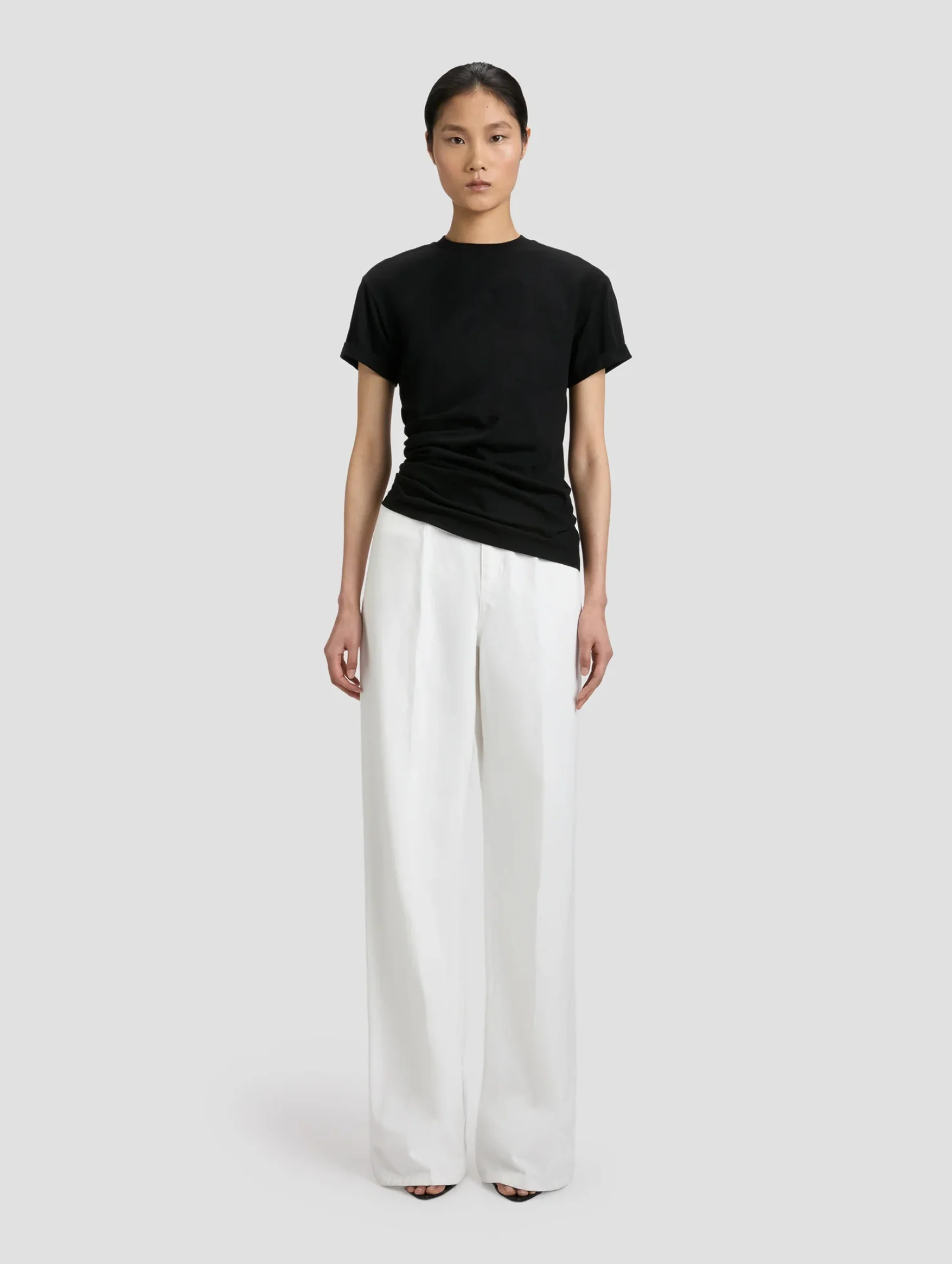 High Waist Cinch Jean in Washed White - Image 2