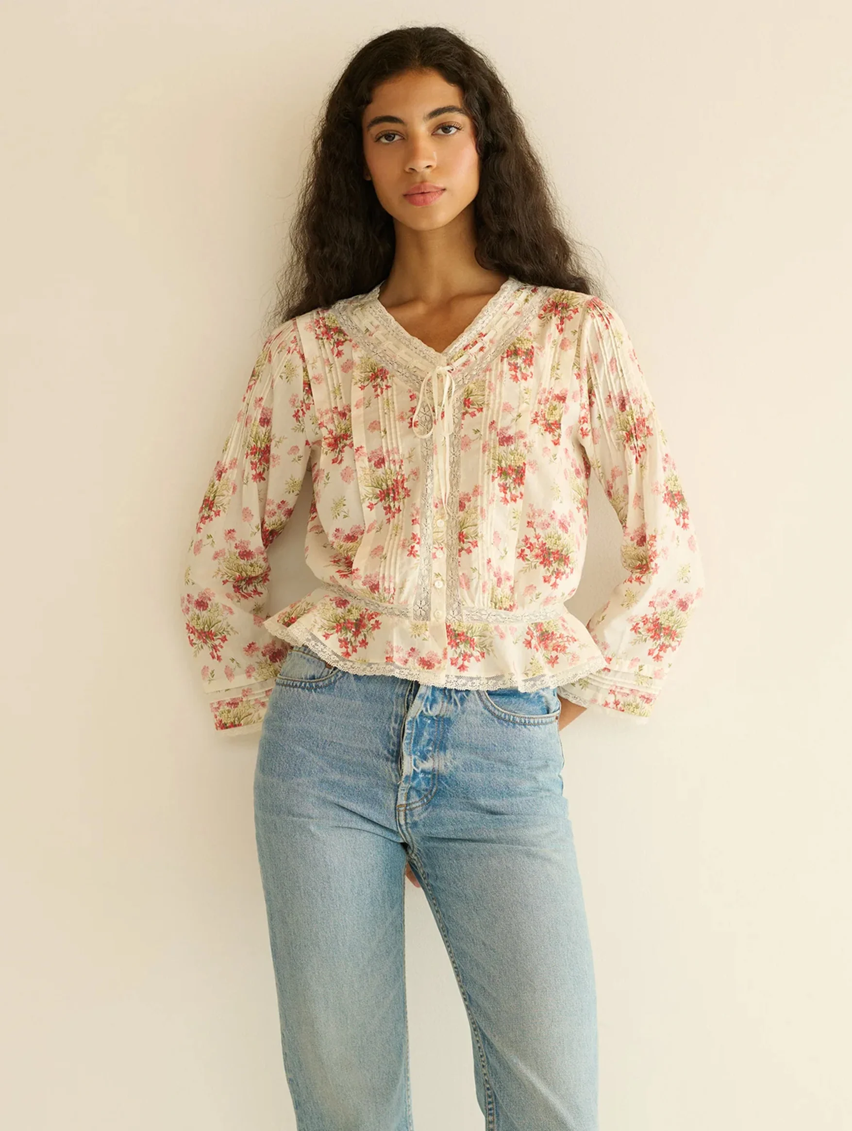 Hillock Top in Ivory Lantana Floral - Image 3