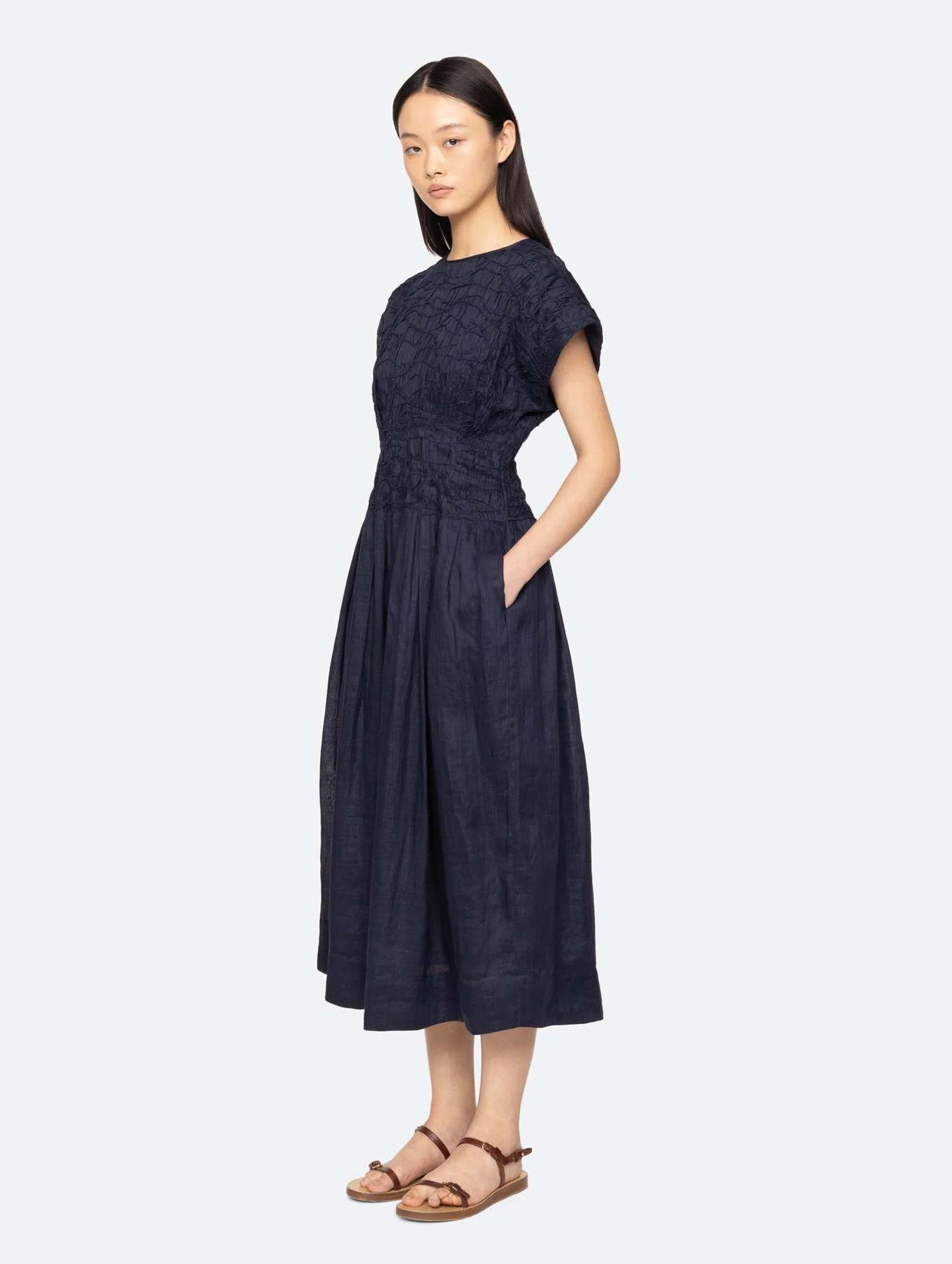 Imogen Midi Dress in Navy - Image 3