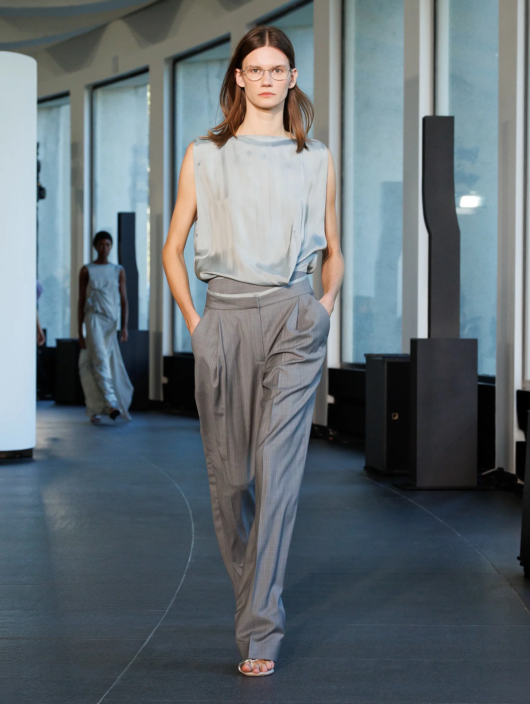 Internal Tailored Top in Slate Stripe - Image 4