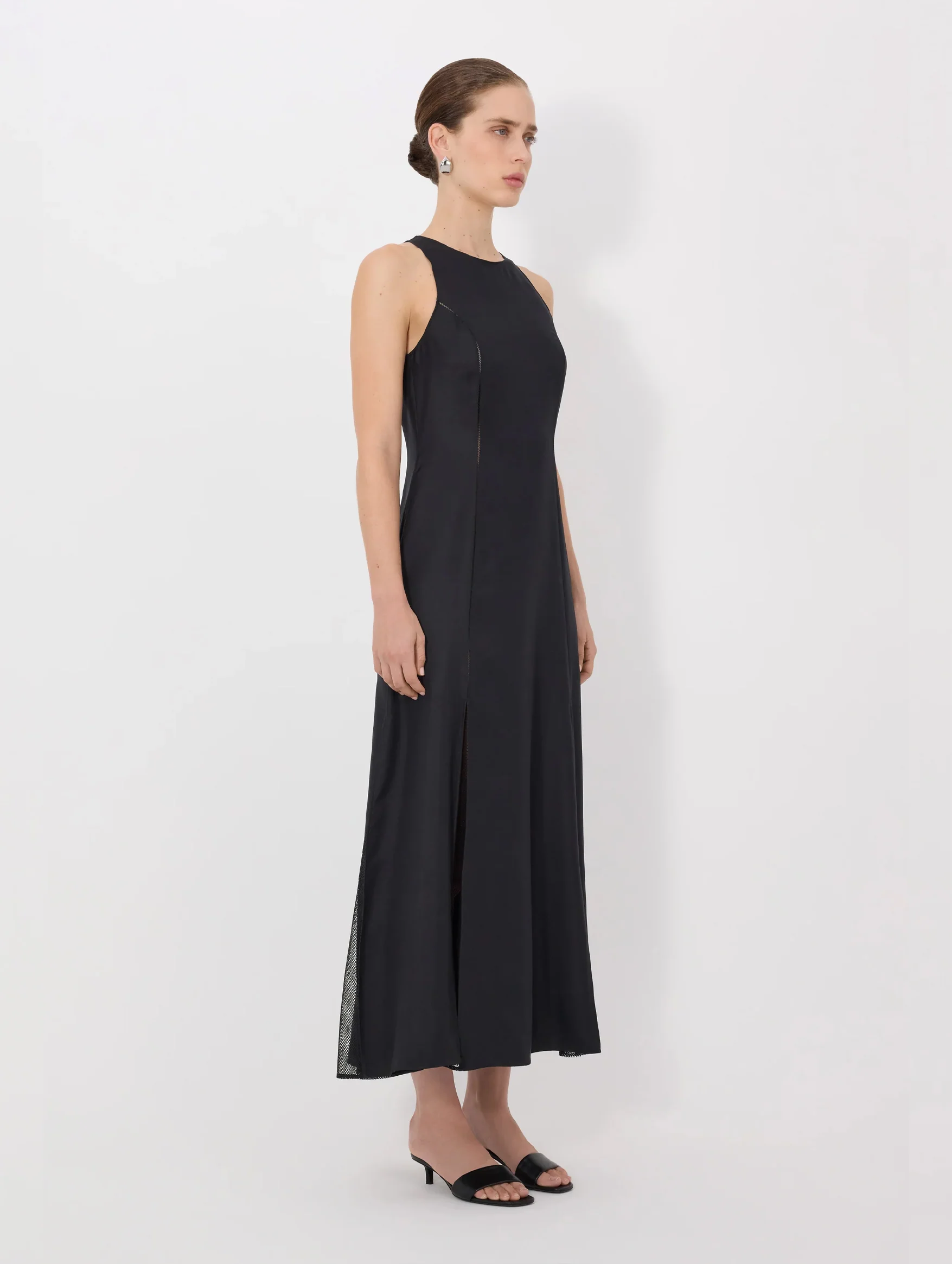 Iraka Silk Detailed Maxi Dress in Black - Image 3