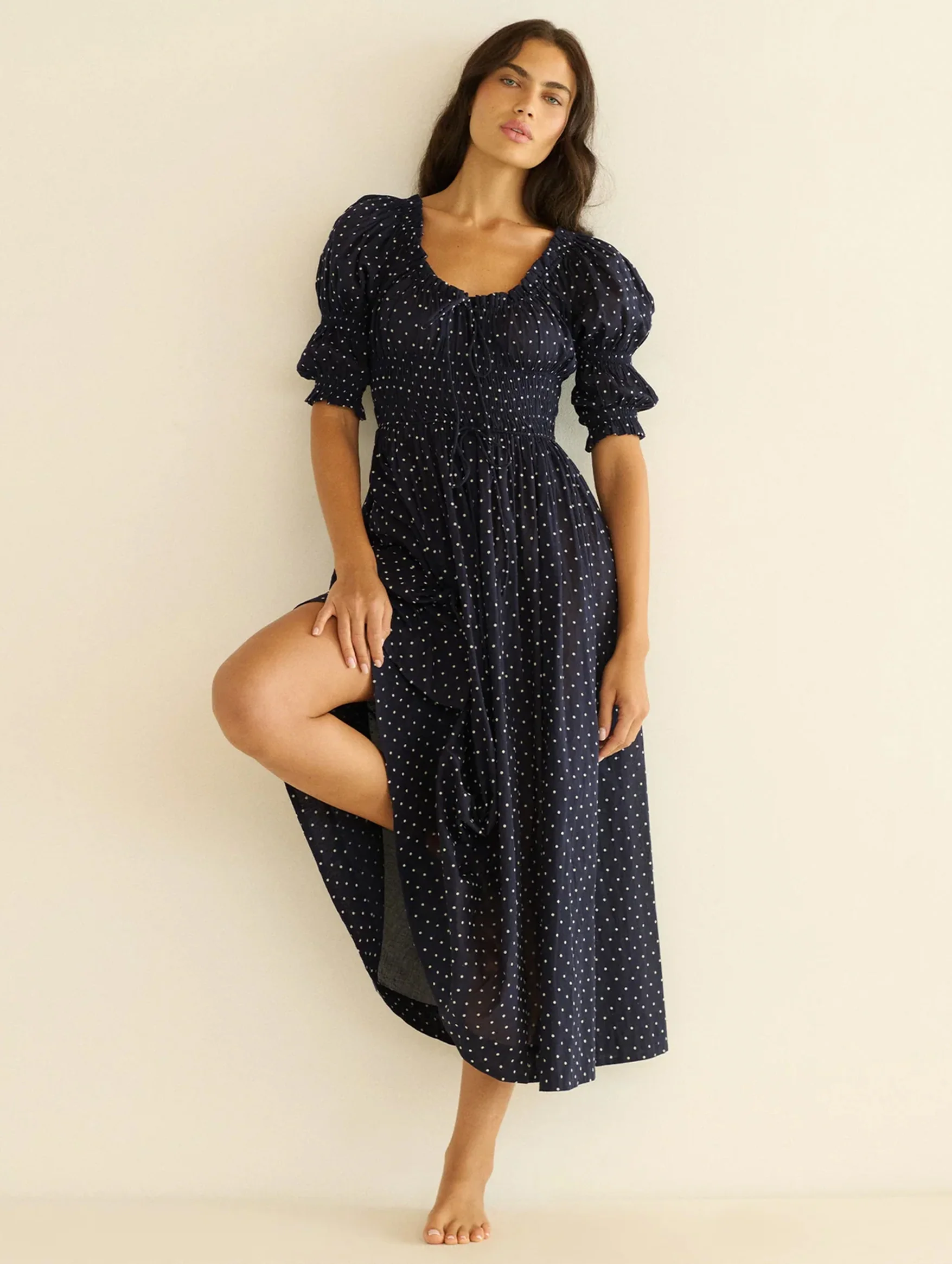 Ischia Dress in Navy Flock Dot - Image 3