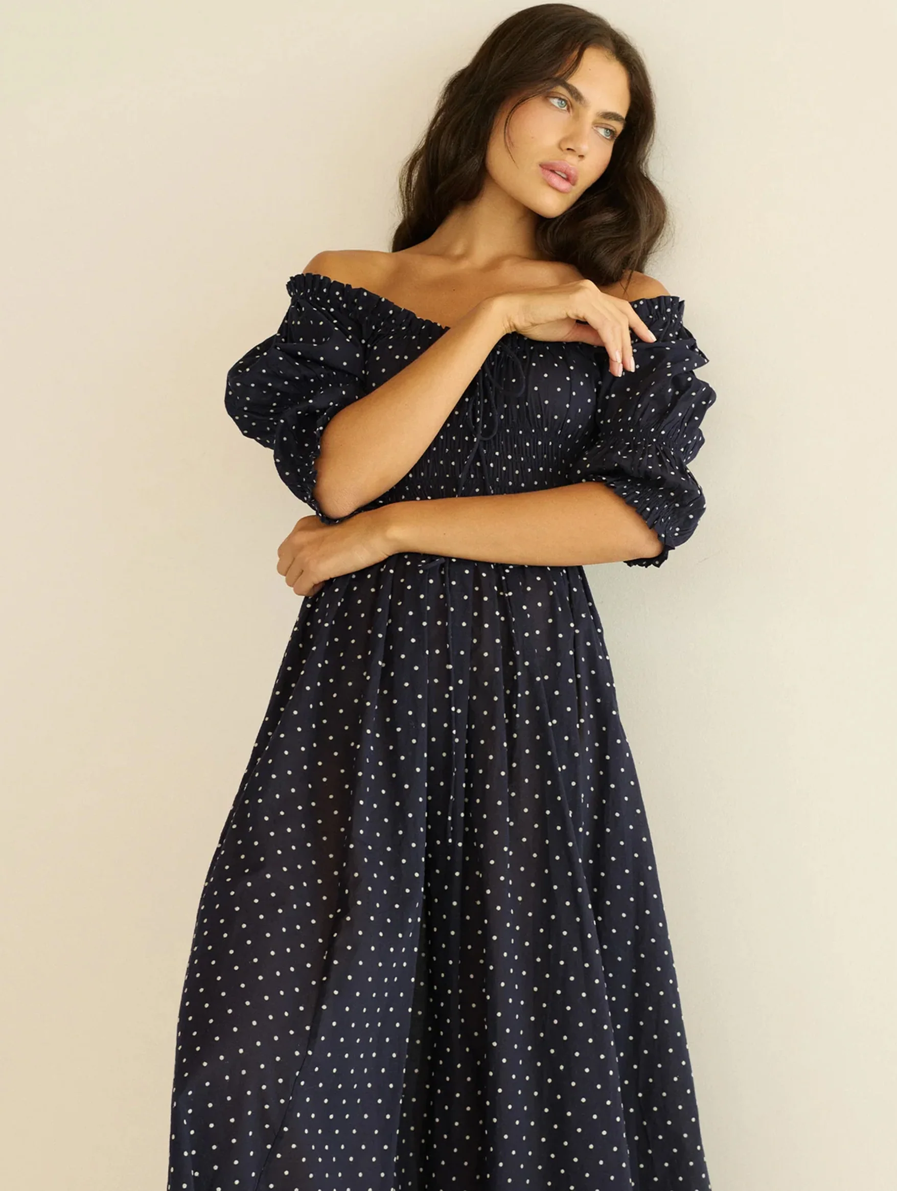 Ischia Dress in Navy Flock Dot - Image 4