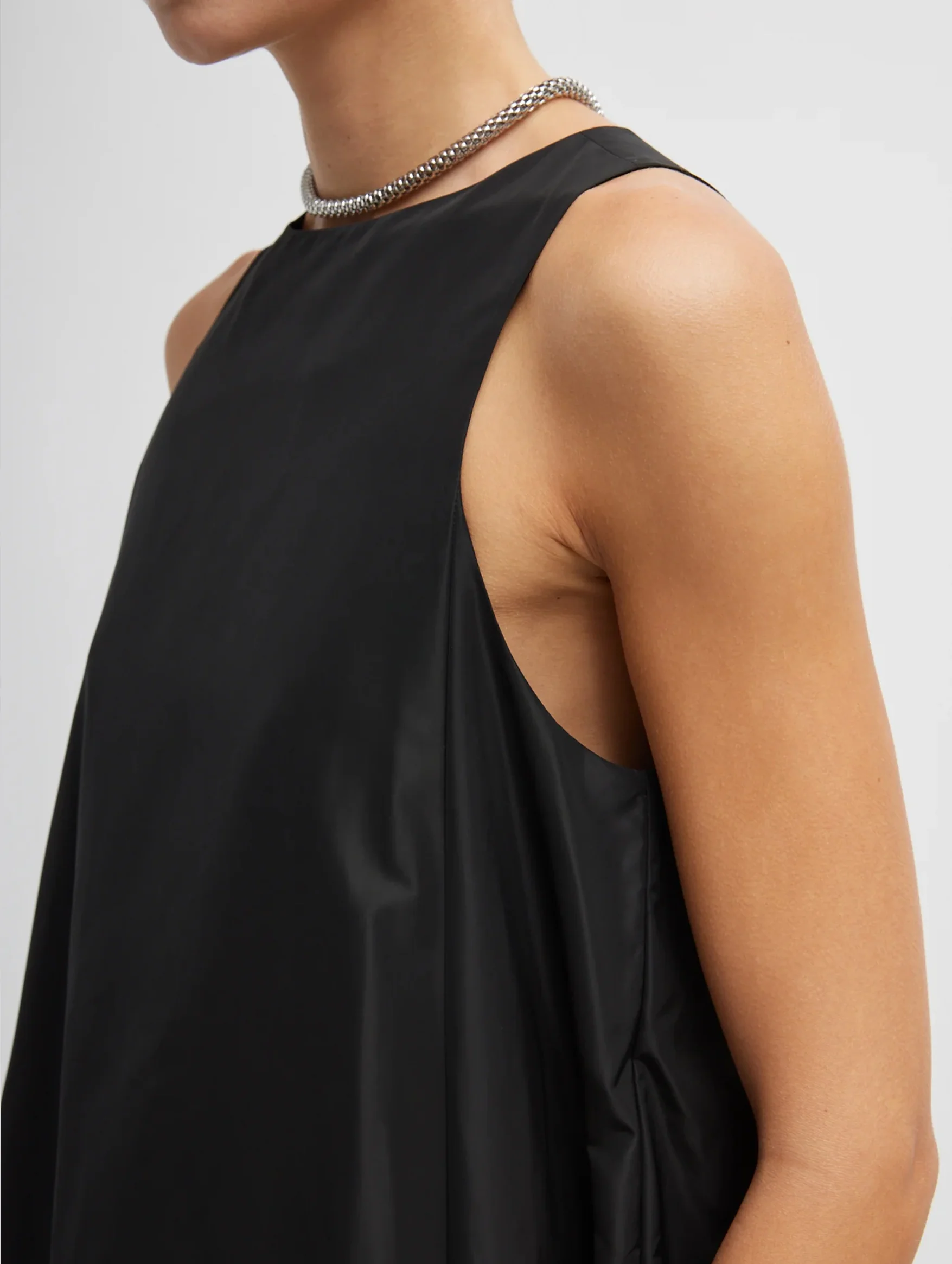 Italian Sporty Nylon Jalouise Dress in Black - Image 2