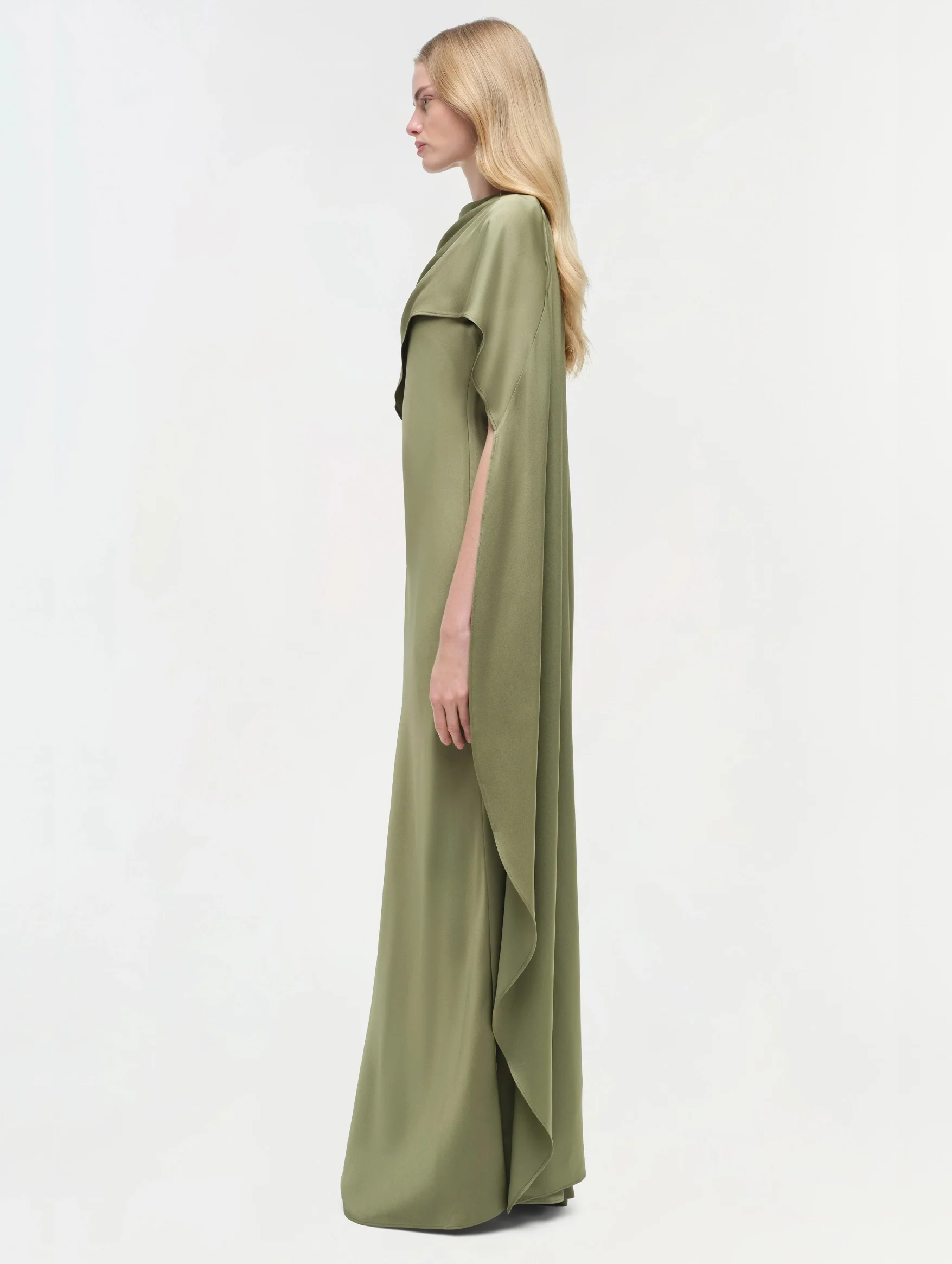 Izel Cape Gown in Olive - Image 4
