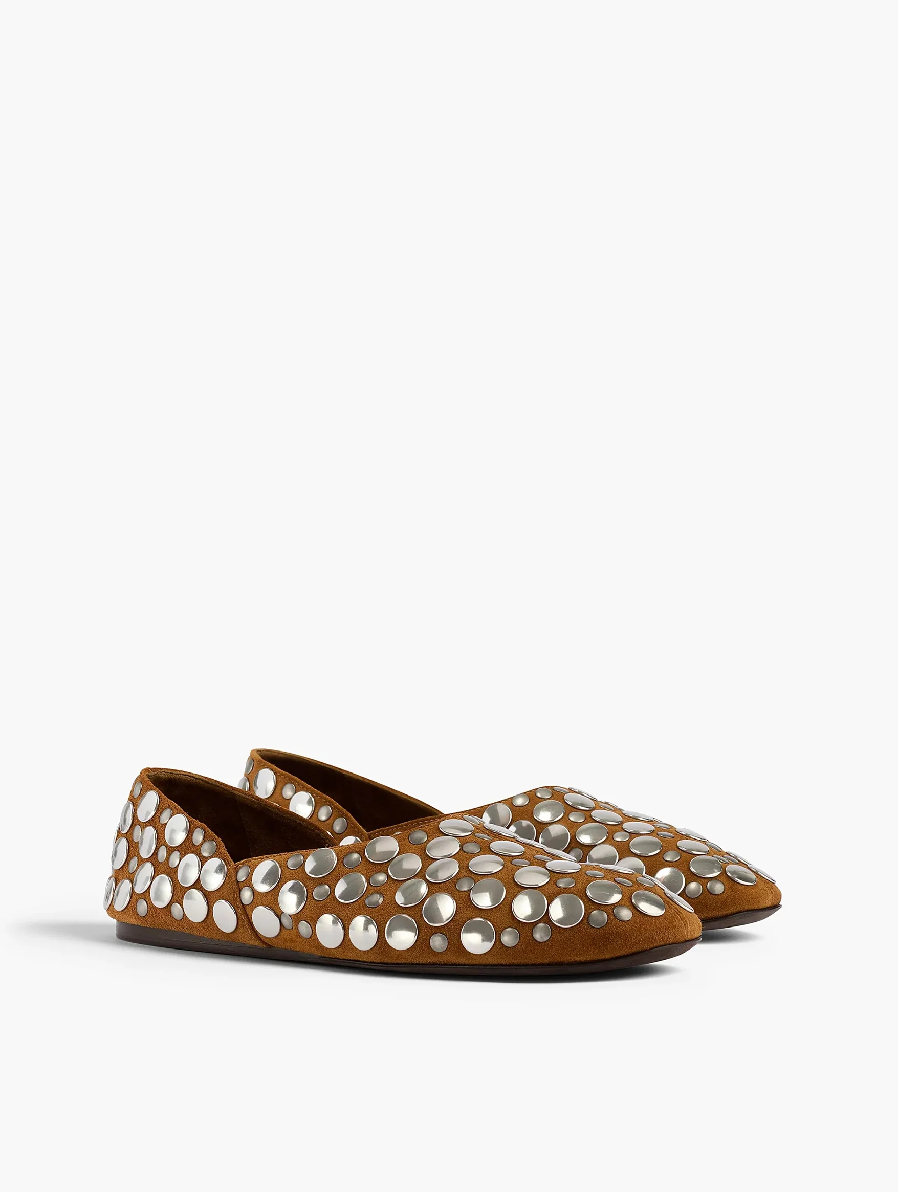 Jane Flat with Studs in Caramel - Image 2