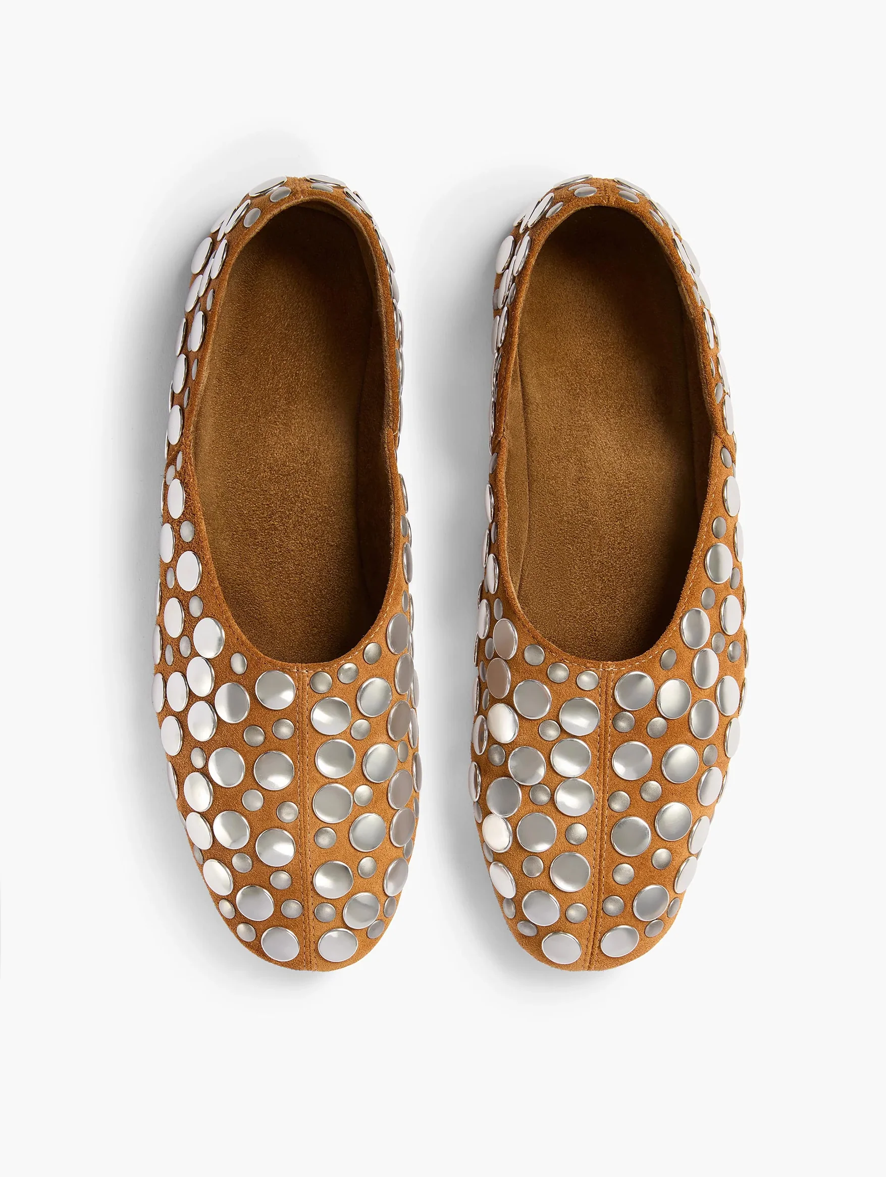 Jane Flat with Studs in Caramel - Image 4