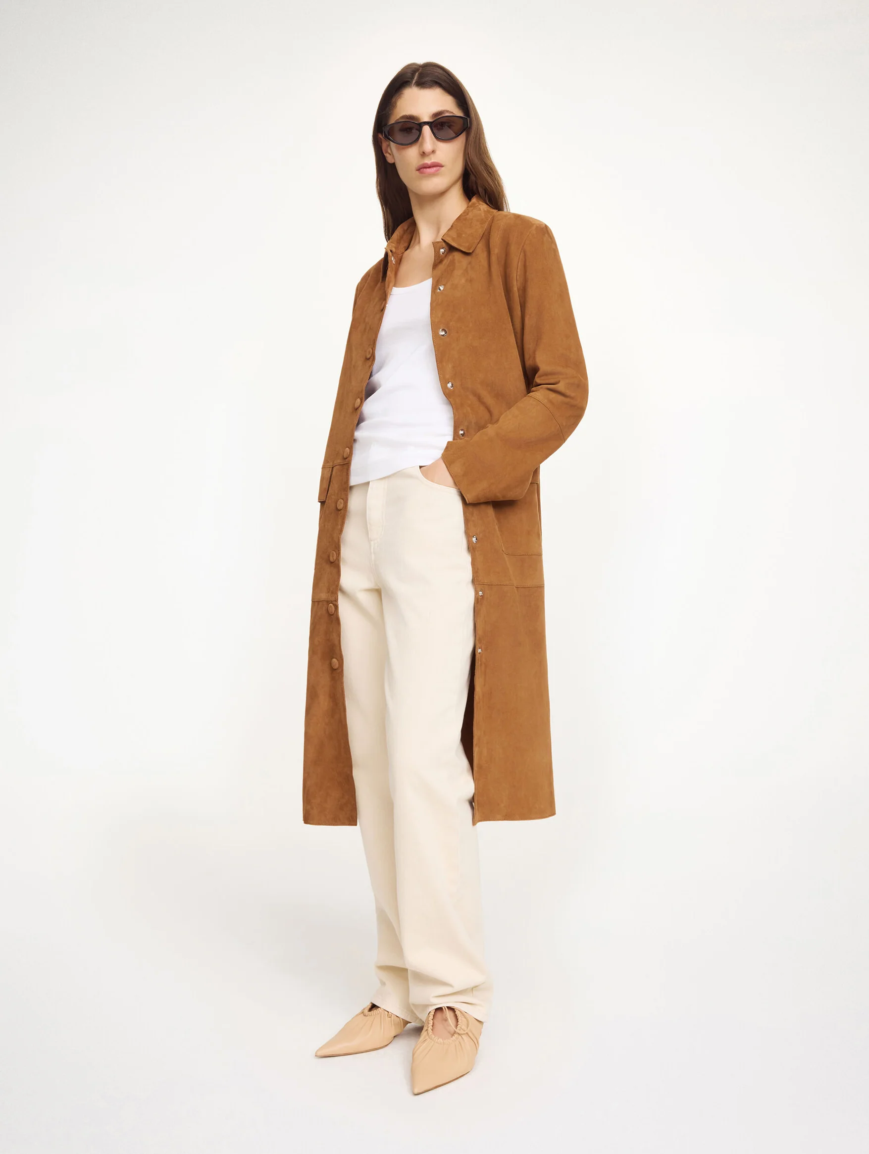Jannie Suede Maxi Jacket in Rusty Sand - Image 2