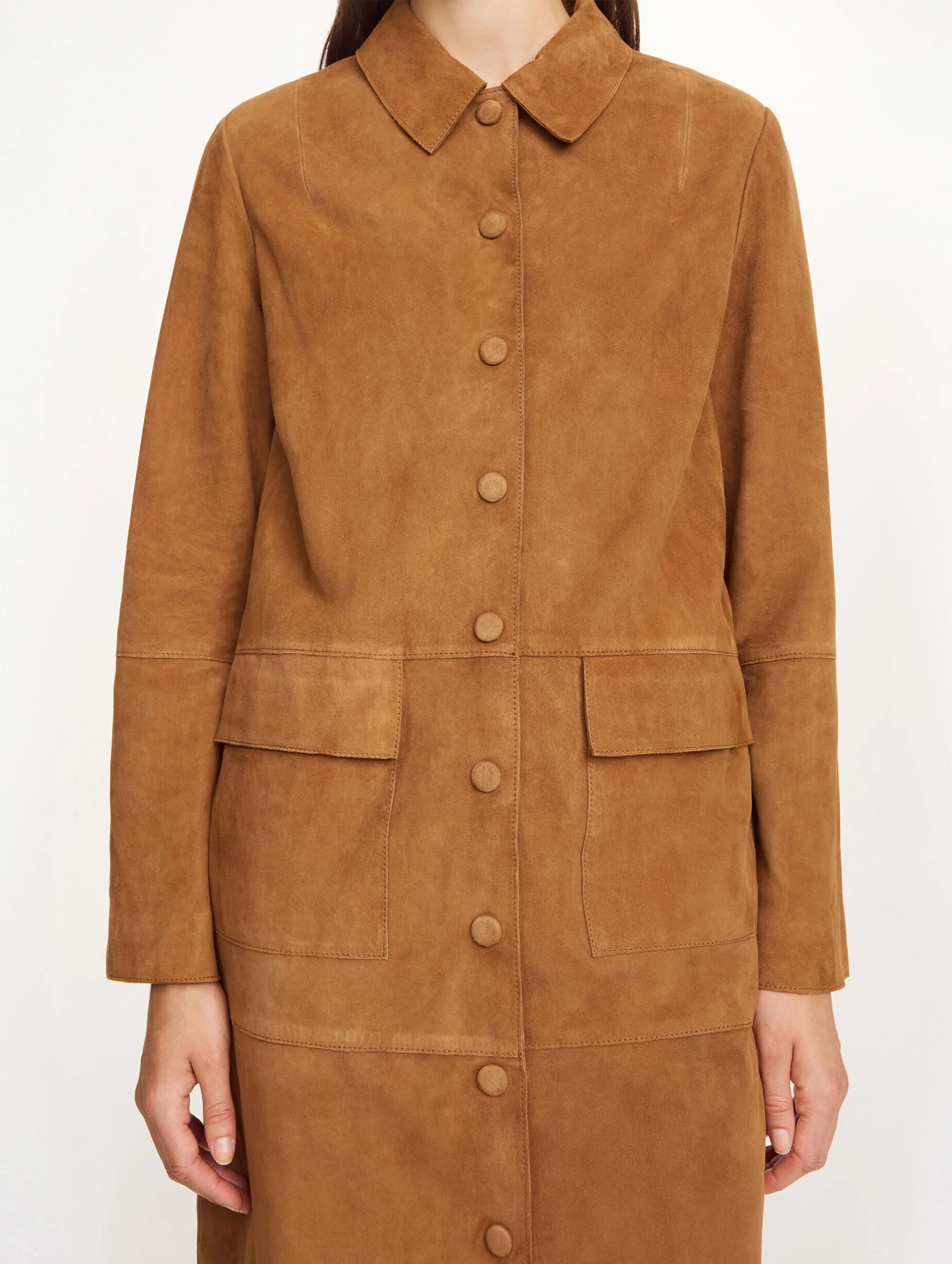 Jannie Suede Maxi Jacket in Rusty Sand - Image 4