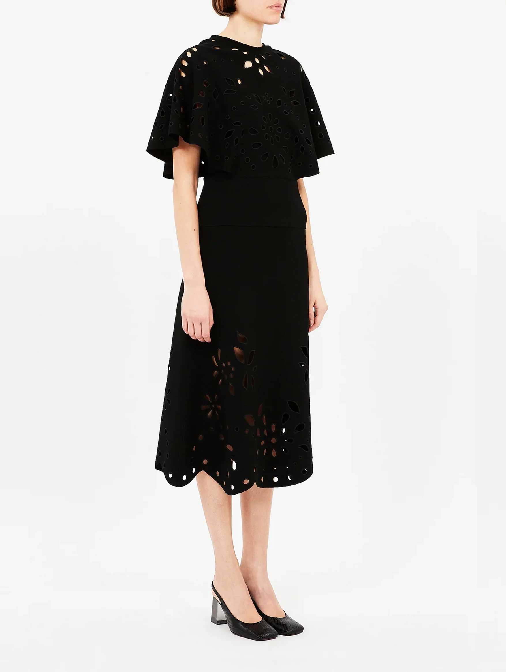 Josie Cape Sleeve Knit Top in Noir - Image 3