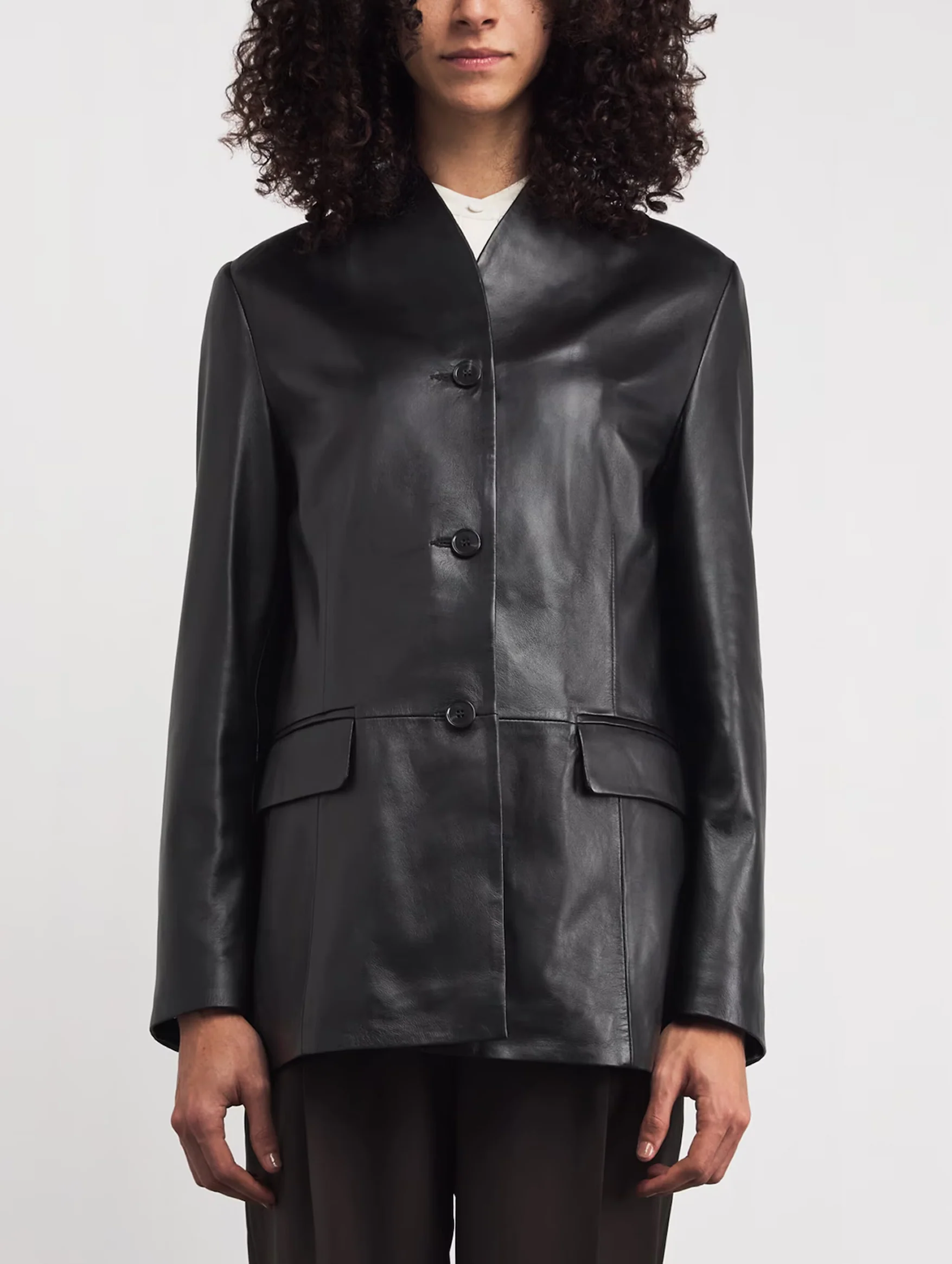 Juno Leather Jacket in Black - Image 3