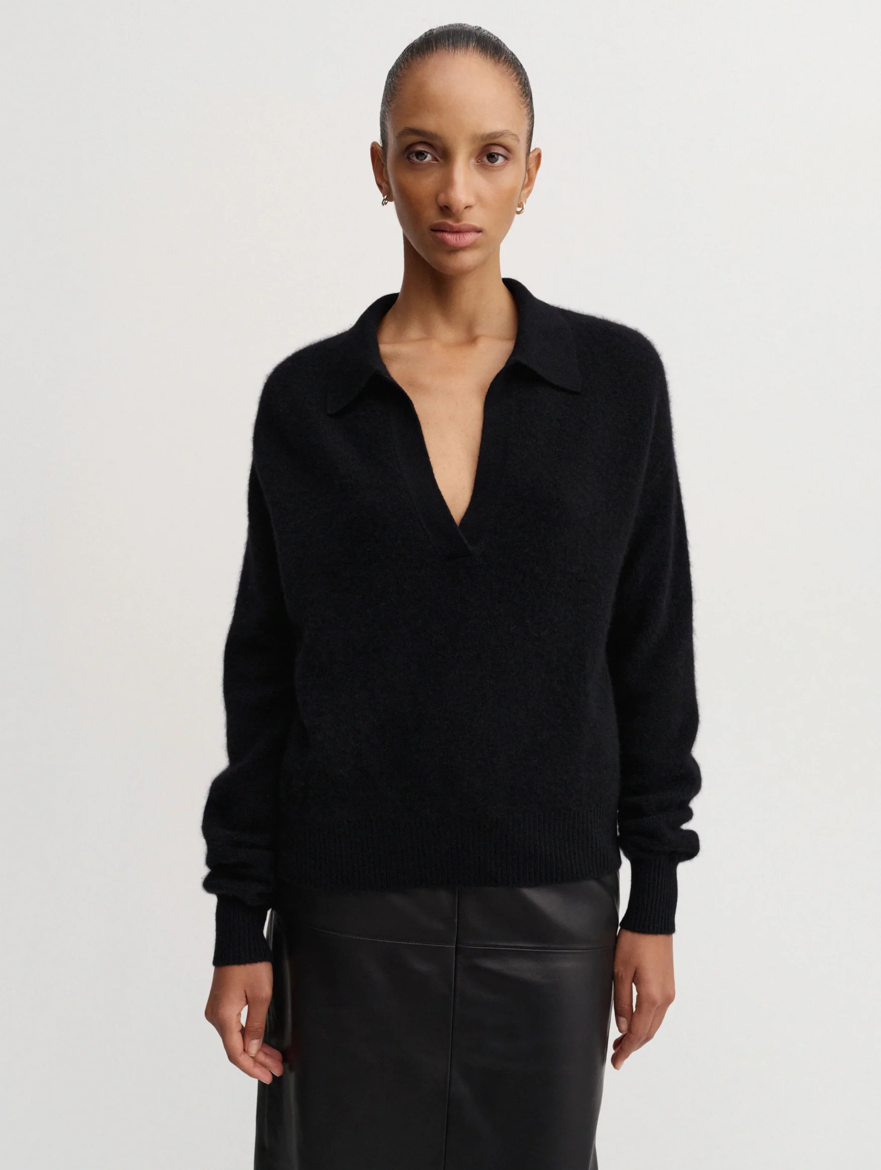 Kaia Collar Sweater in Black - Image 3
