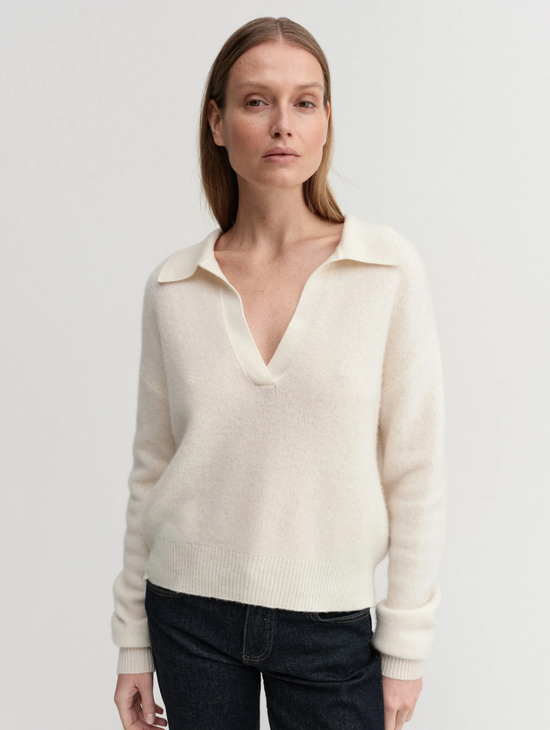 Kaia Collar Sweater in Cream - Image 3