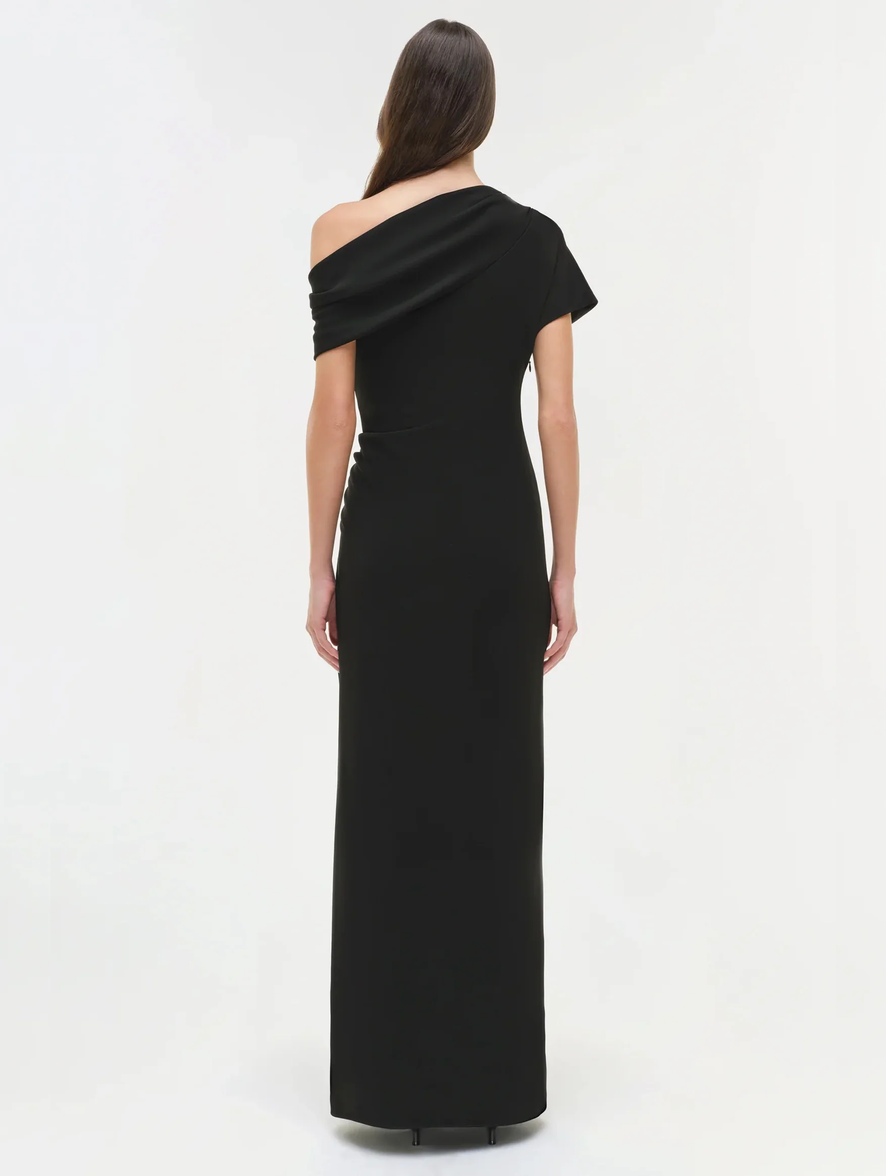 Kally Draped Midi Dress in Black - Image 5