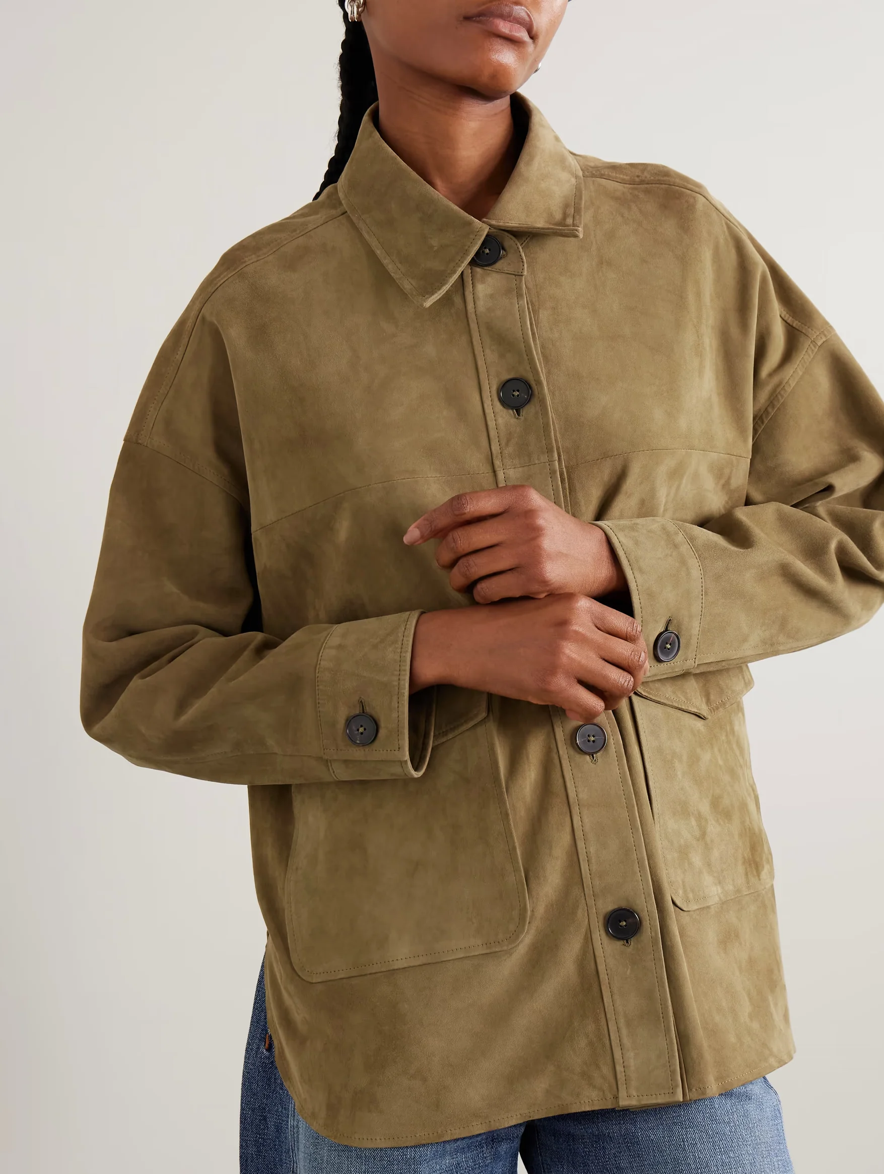 Kaylee Suede Jacket in Olive - Image 3