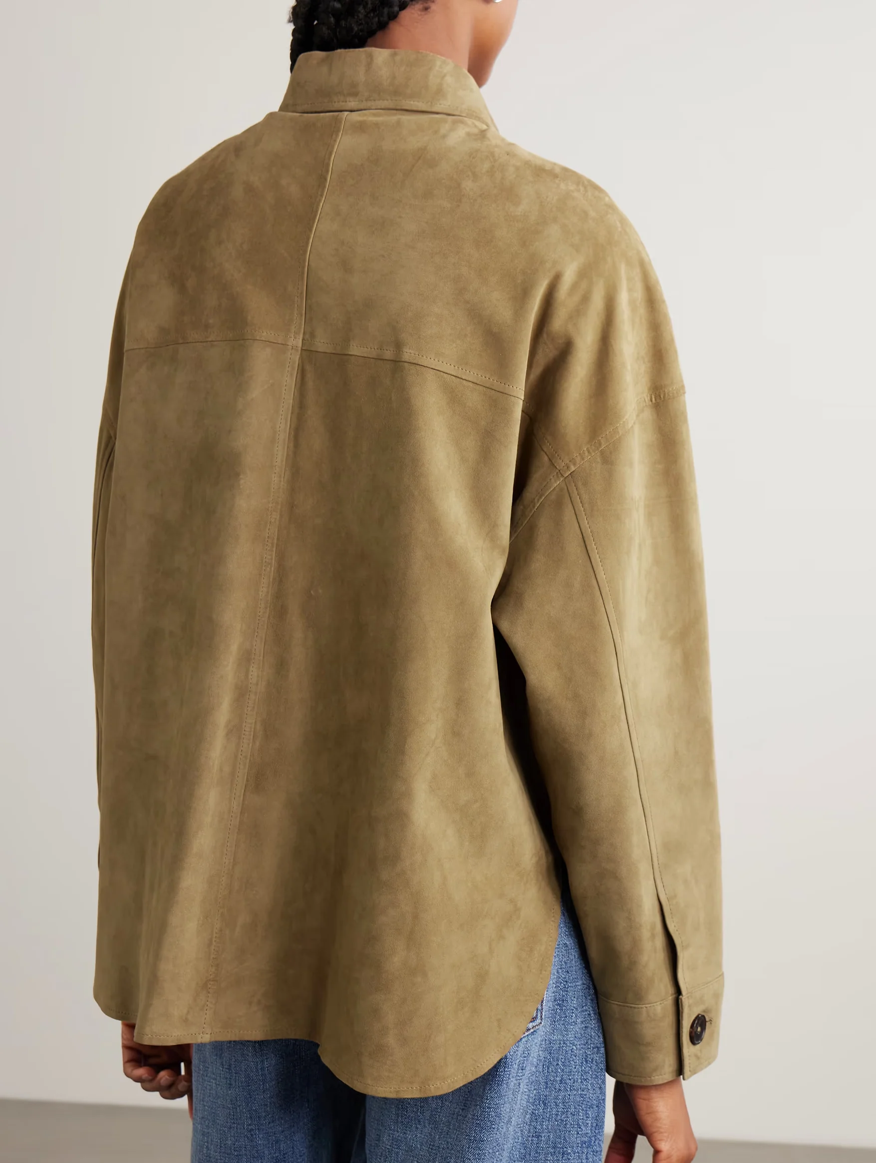 Kaylee Suede Jacket in Olive - Image 4
