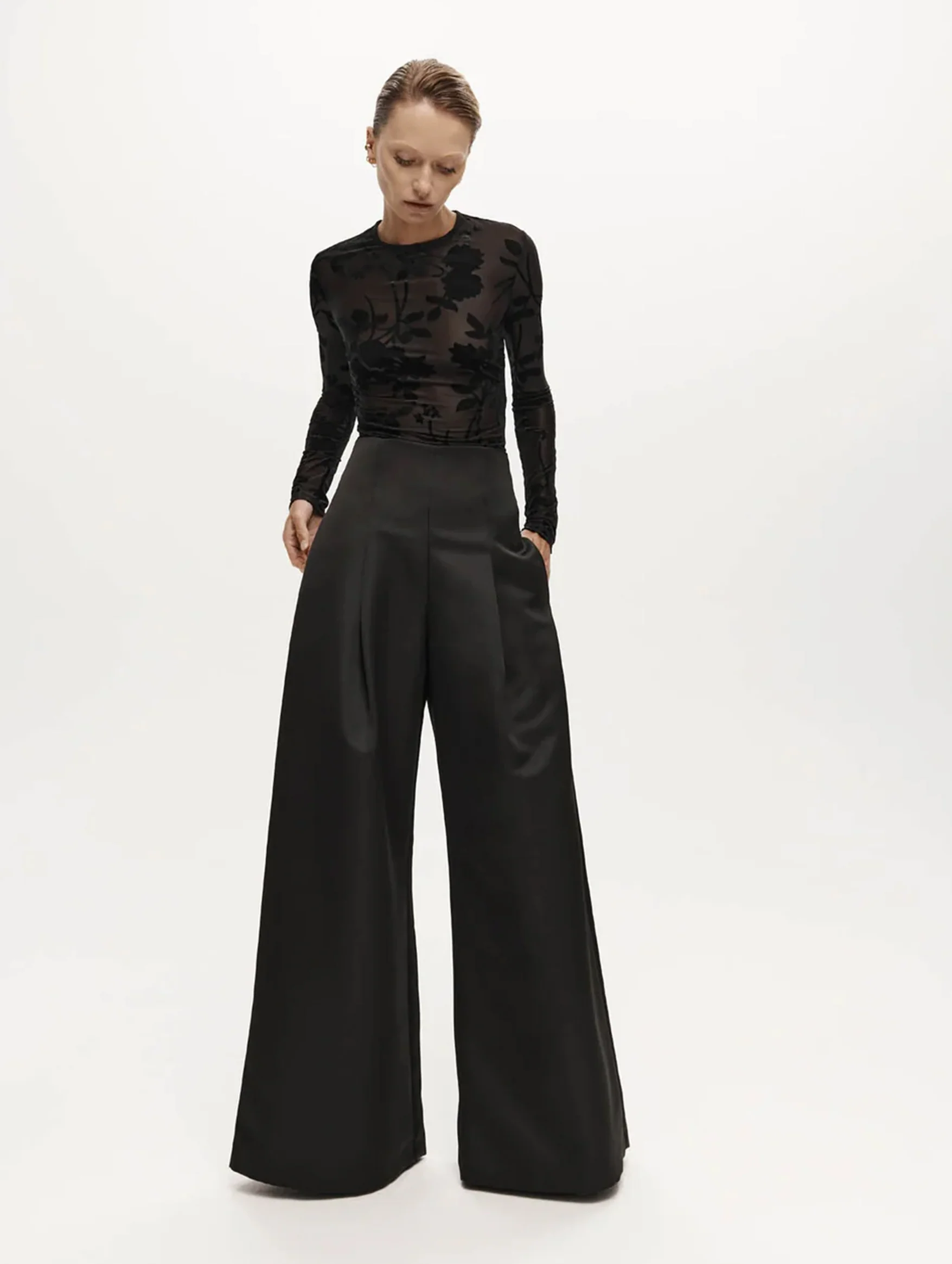 Kennedy Trouser in Black Satin - Image 2