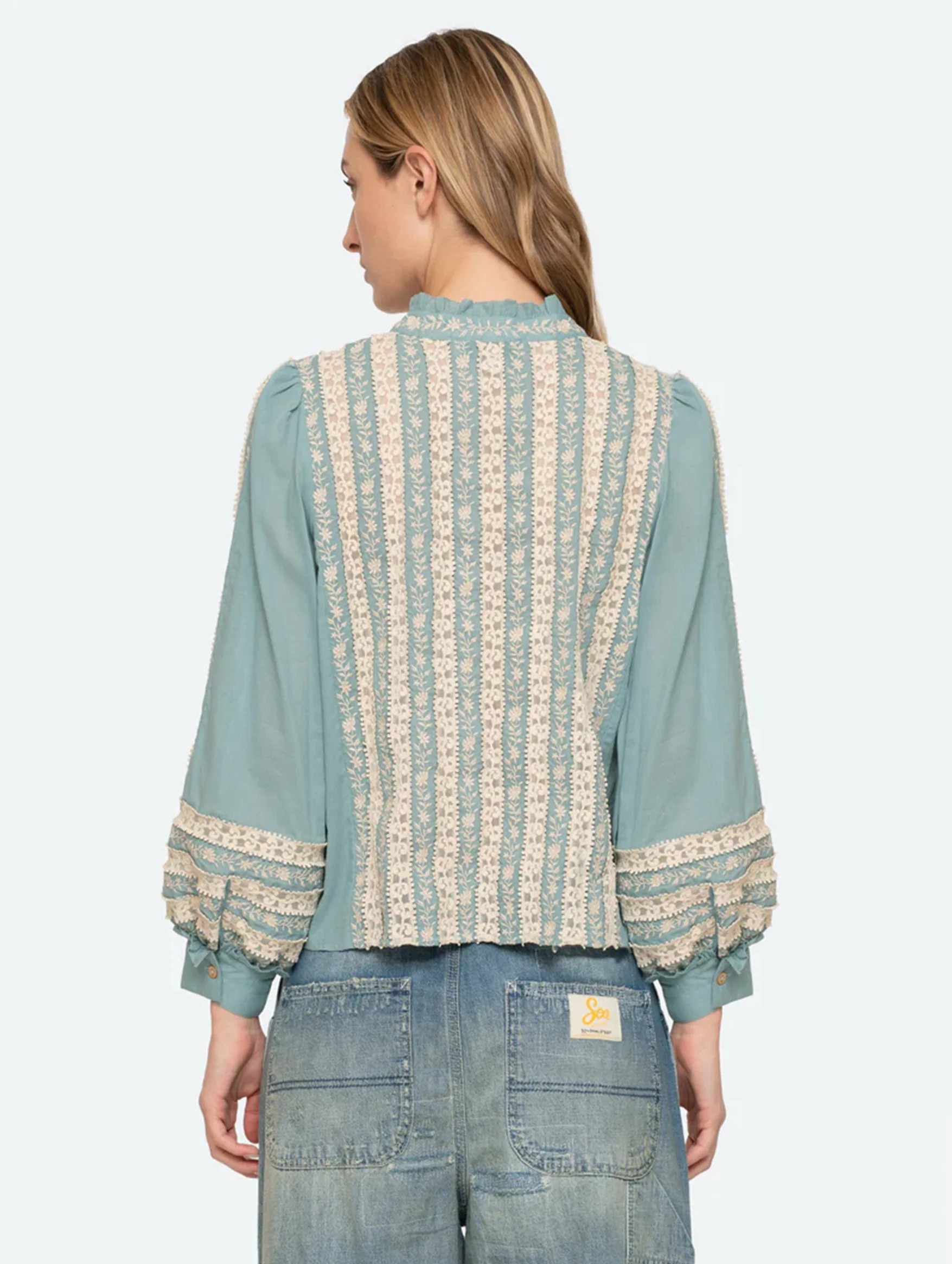 Kirsten Print Long Sleeve Top in Sky - Image 5