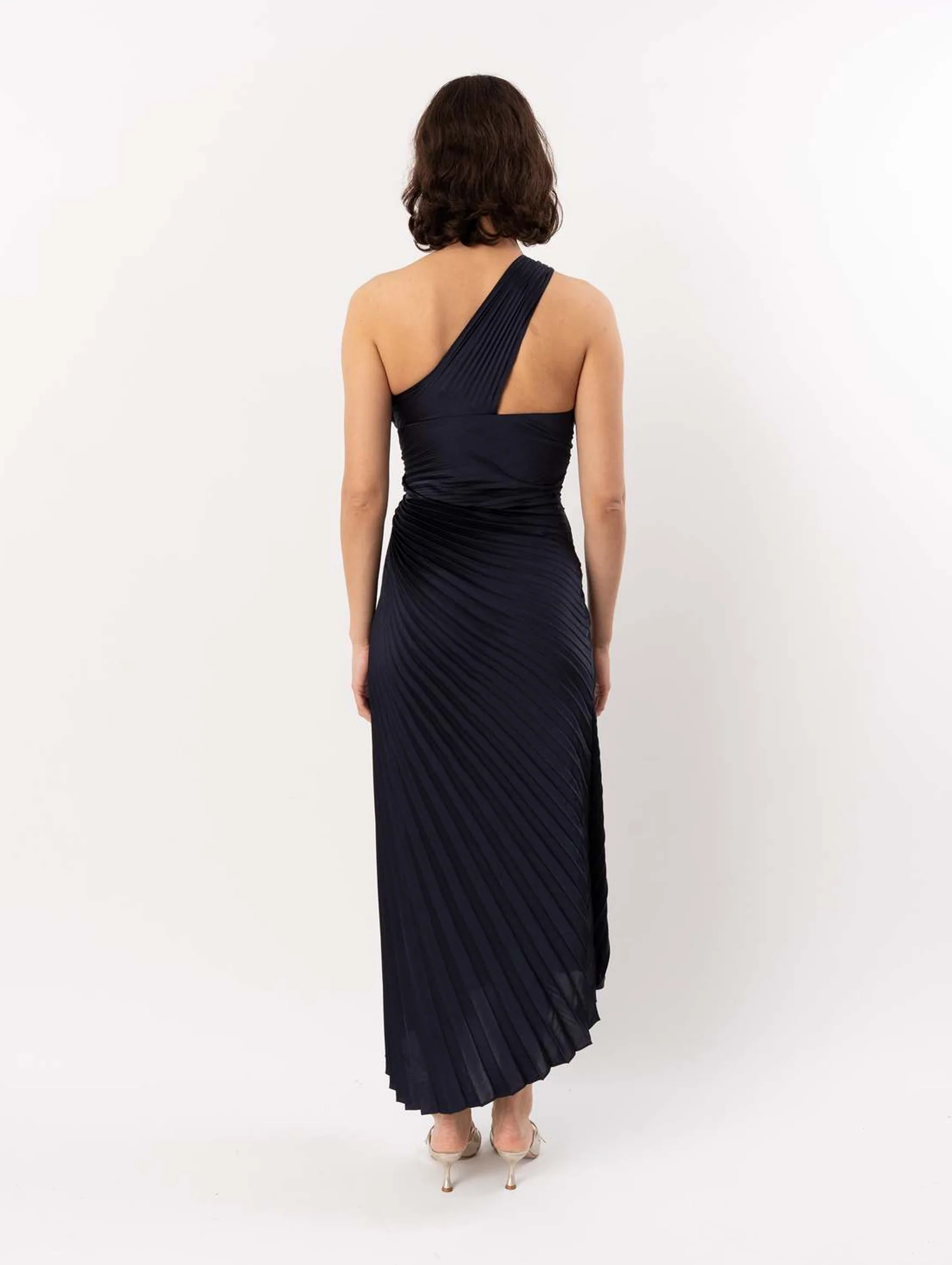 Lara Pleated Midi Dress in Night Blue - Image 4