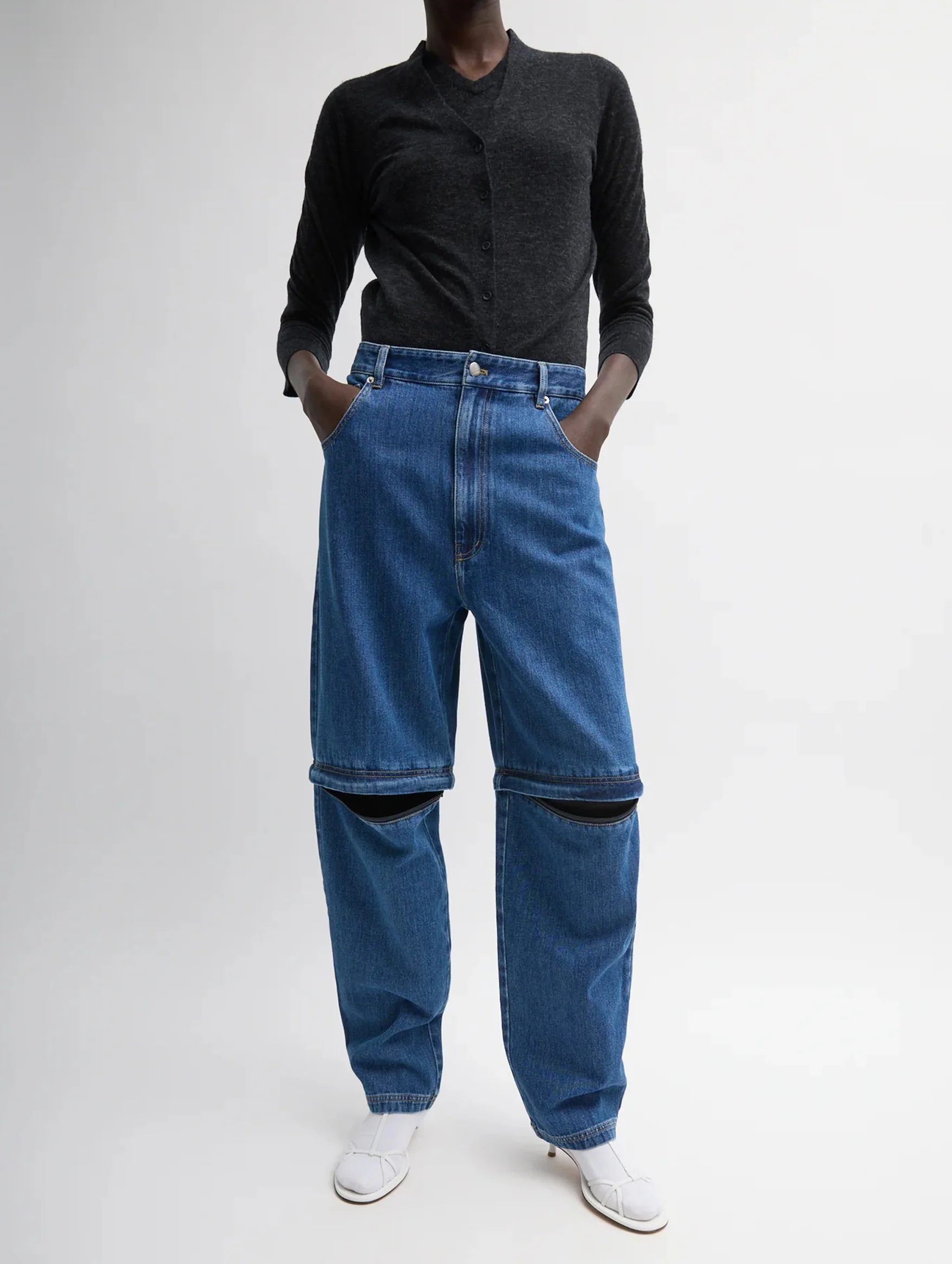 Lars Denim Regular Convertible Zip Jean in Classic Blue - Image 3