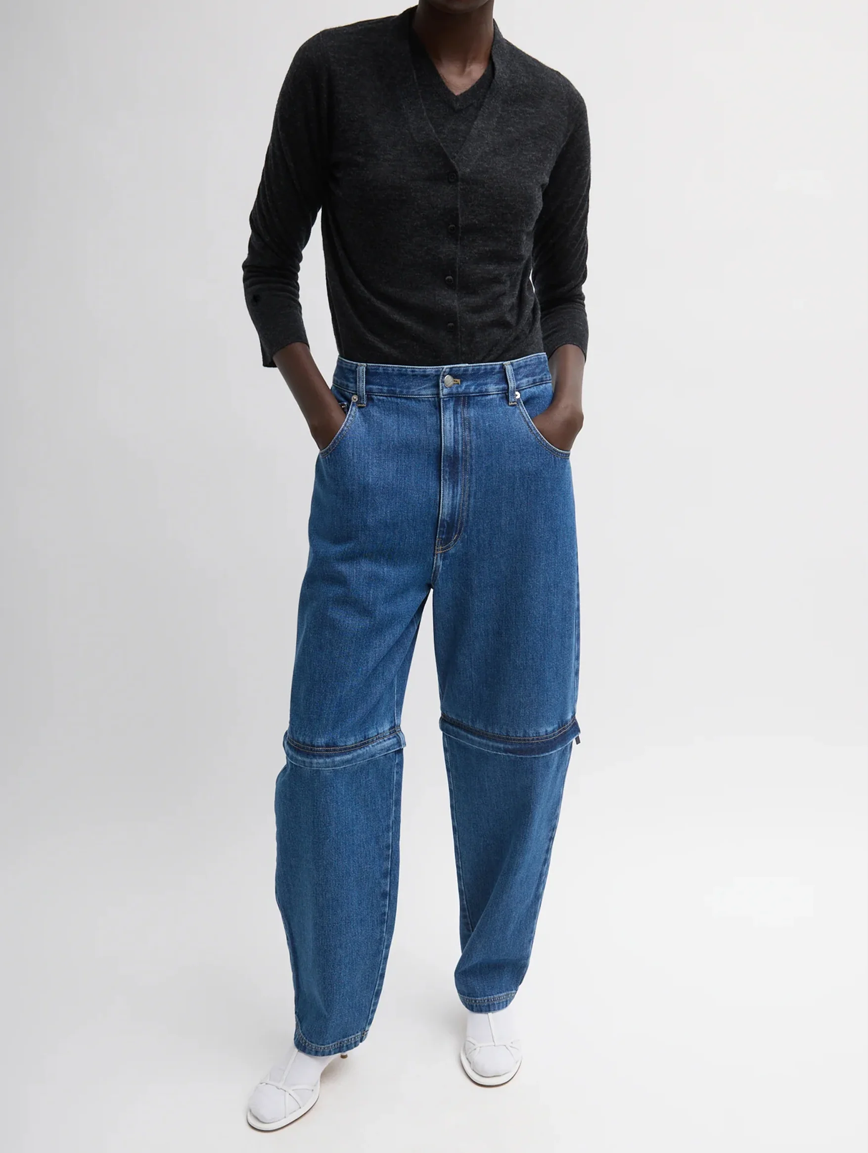 Lars Denim Short Convertible Zip Jean in Classic Blue - Image 2